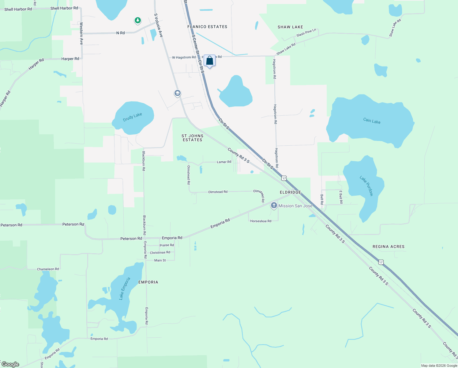 map of restaurants, bars, coffee shops, grocery stores, and more near 260 Olmstead Road in Pierson