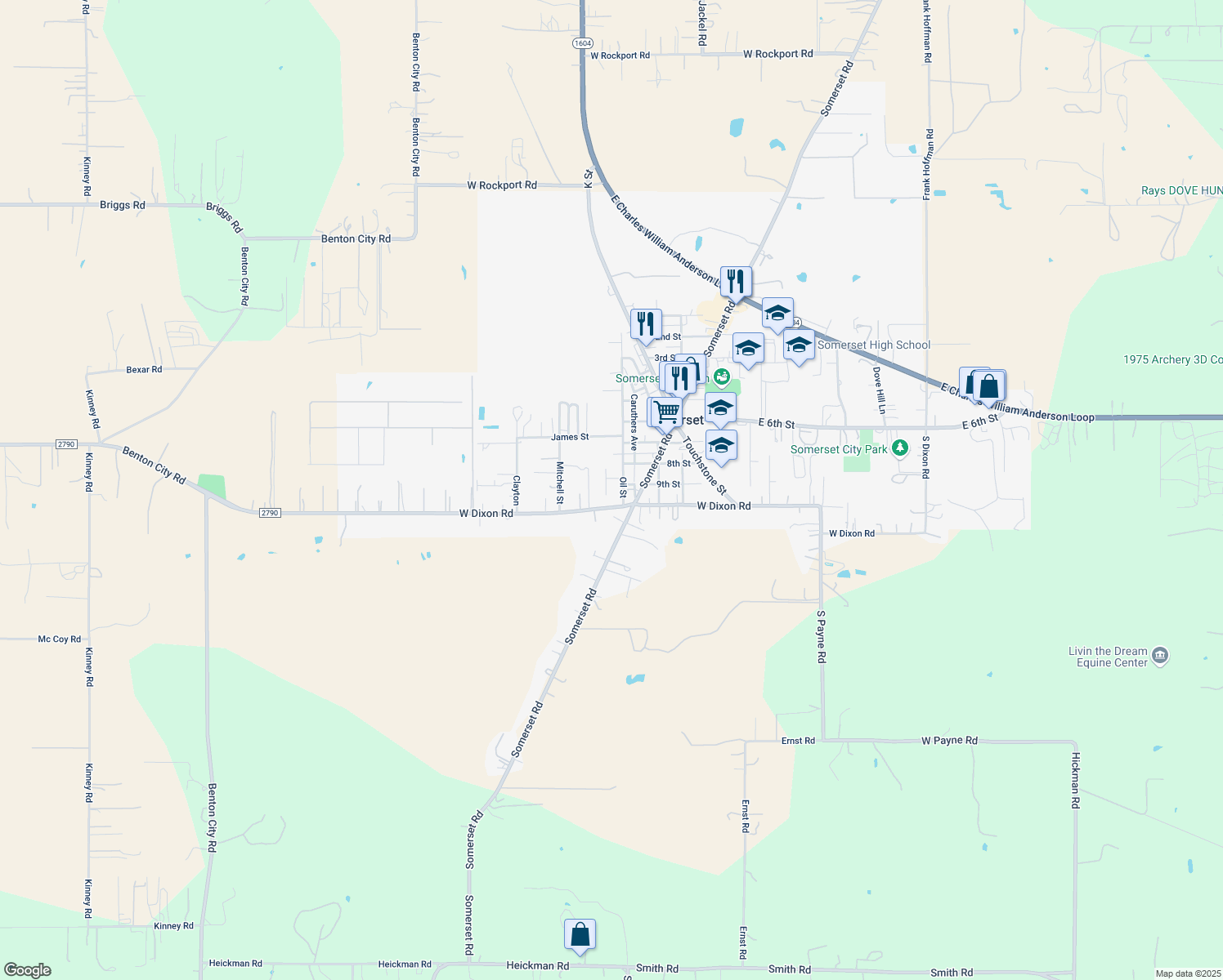 map of restaurants, bars, coffee shops, grocery stores, and more near 20054 Morrison Street in Somerset