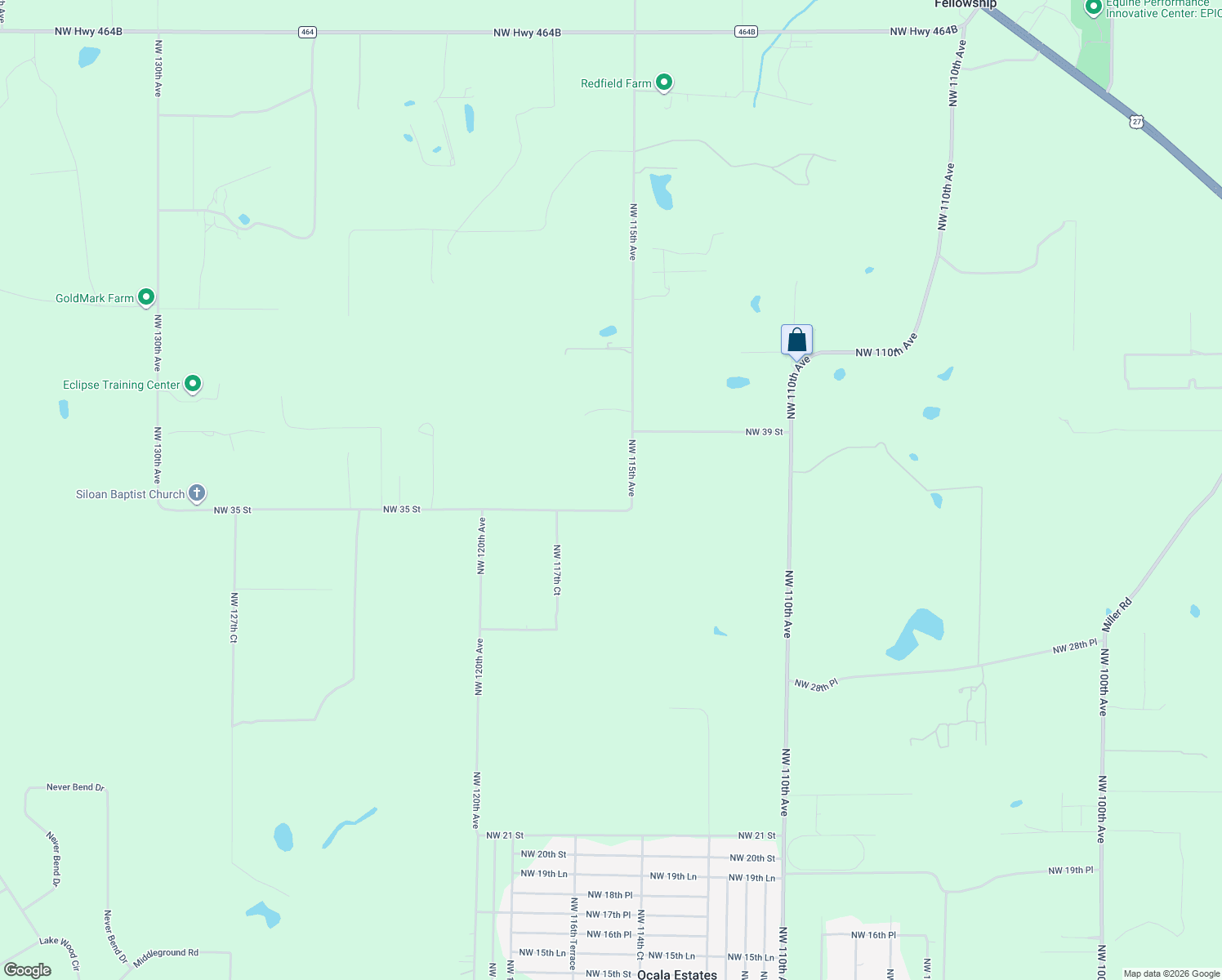map of restaurants, bars, coffee shops, grocery stores, and more near 3680 Northwest 115th Avenue in Ocala