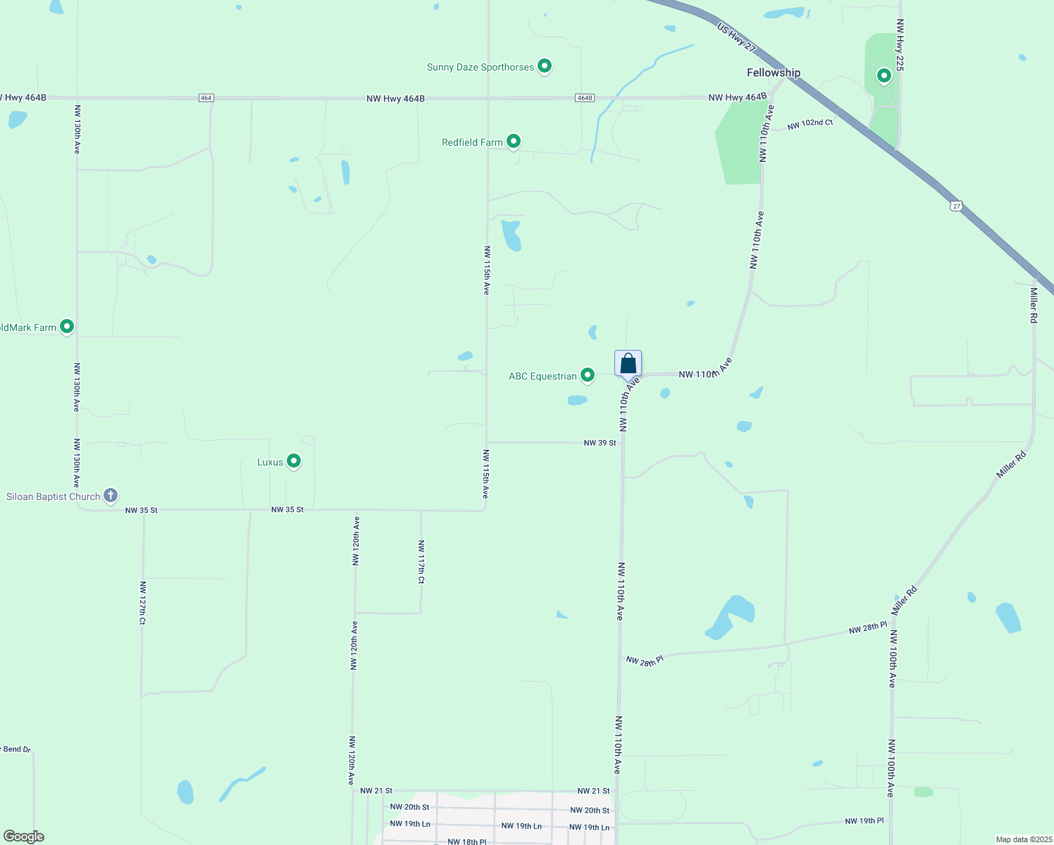 map of restaurants, bars, coffee shops, grocery stores, and more near 11307 Northwest 39 Street in Ocala