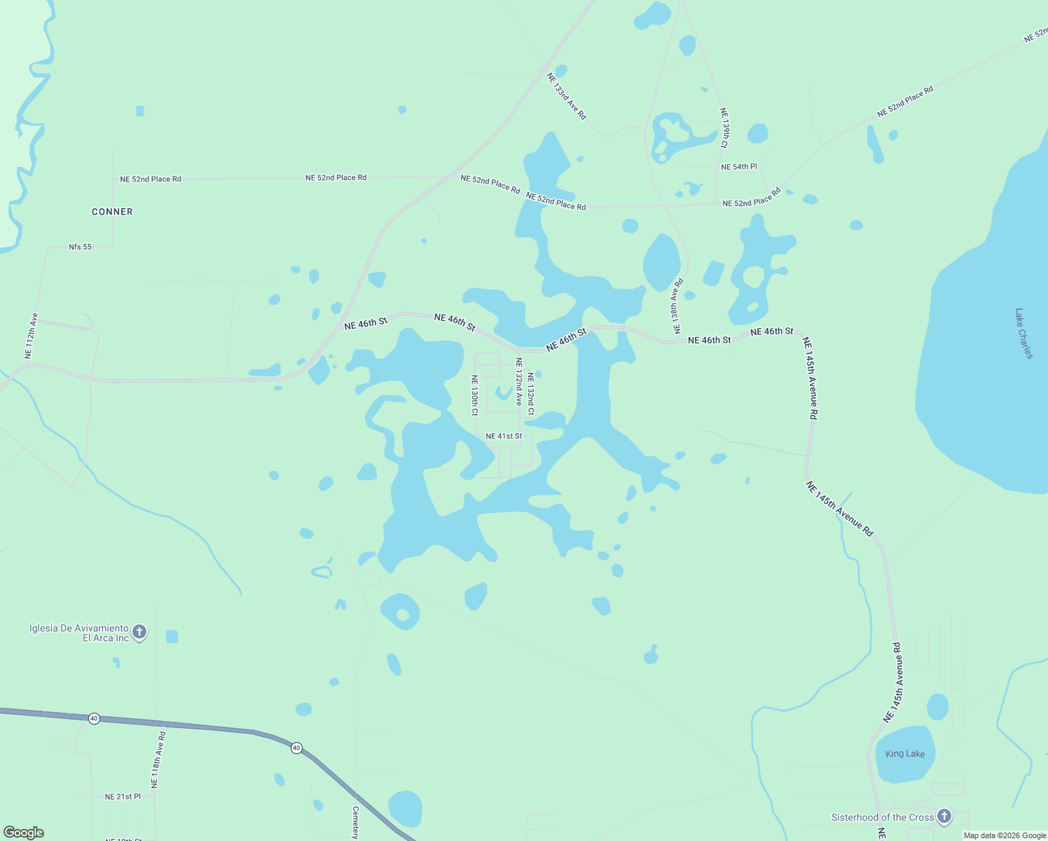 map of restaurants, bars, coffee shops, grocery stores, and more near 4145 Northeast 132nd Avenue in Silver Springs
