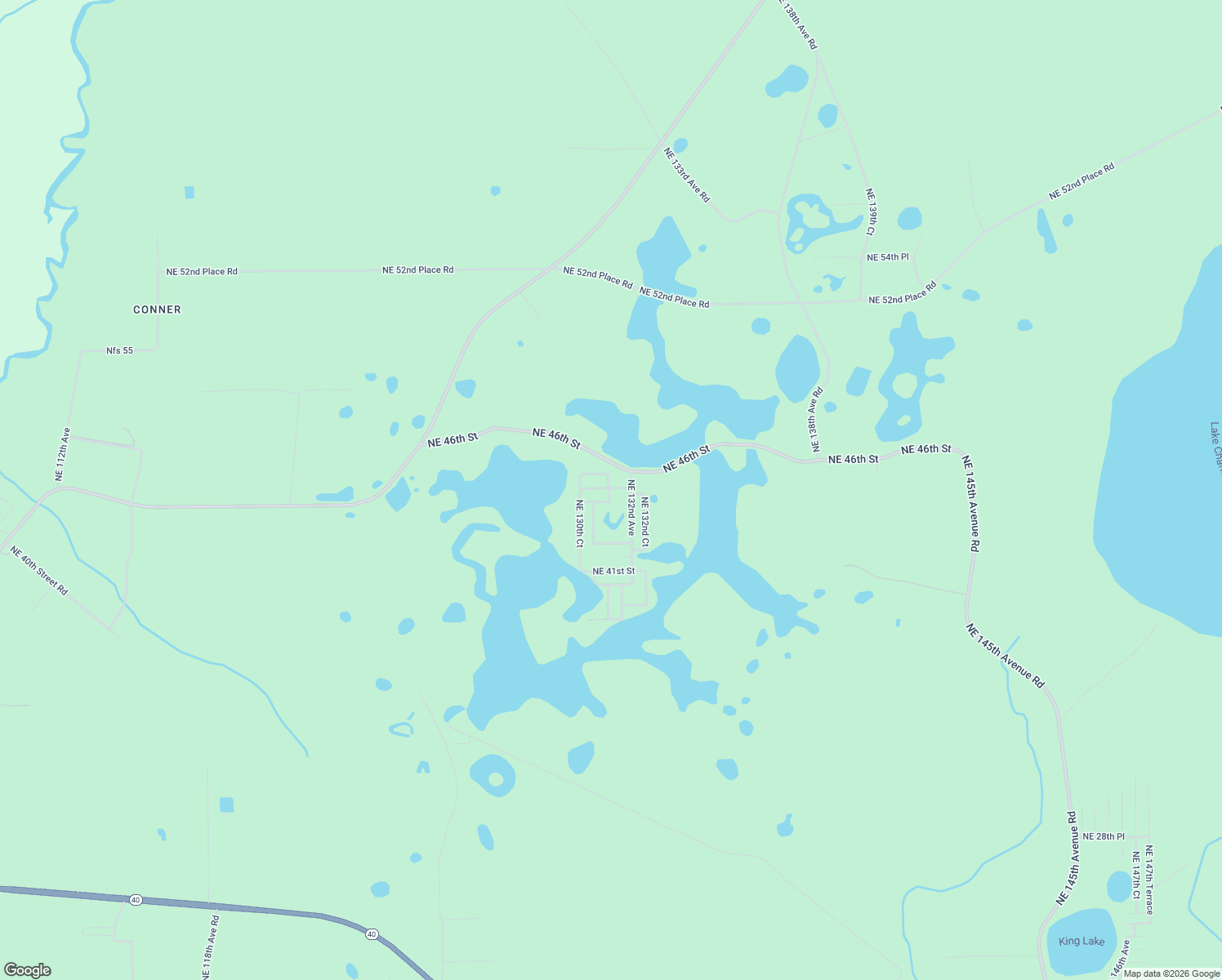 map of restaurants, bars, coffee shops, grocery stores, and more near 13132 Northeast 44th Lane in Silver Springs