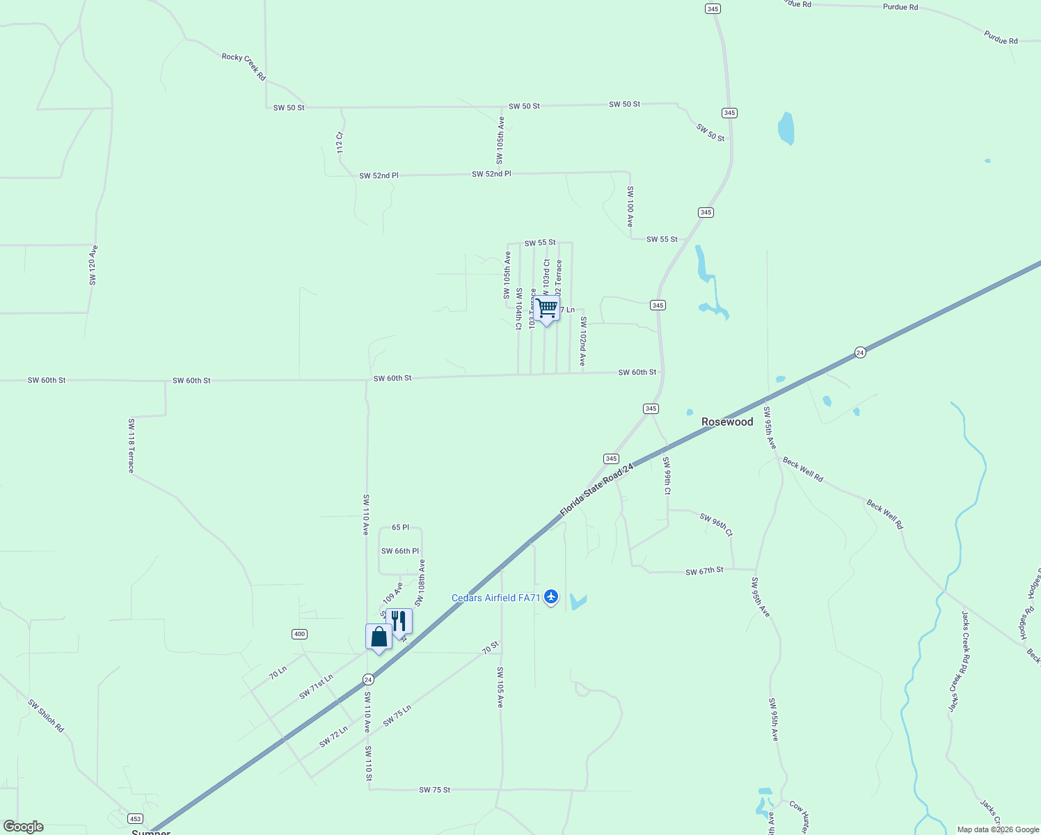map of restaurants, bars, coffee shops, grocery stores, and more near 10450 Southwest 60th Street in Cedar Key