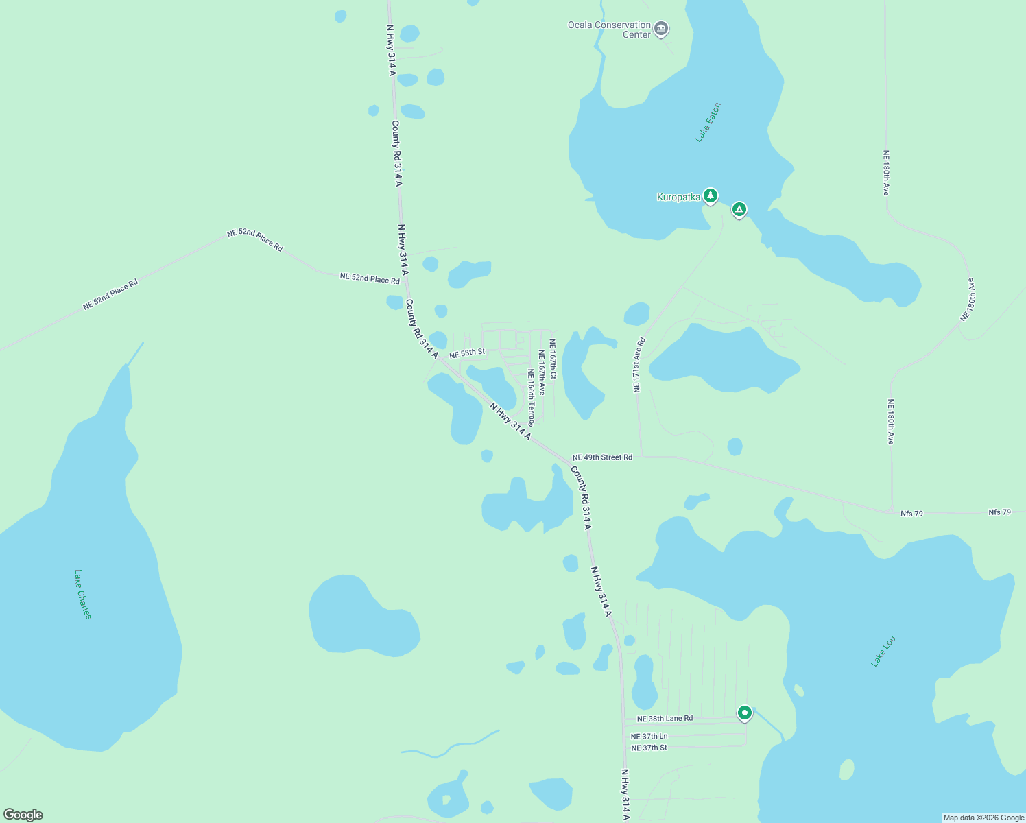 map of restaurants, bars, coffee shops, grocery stores, and more near 5470 Northeast 165th Terrace Road in Silver Springs