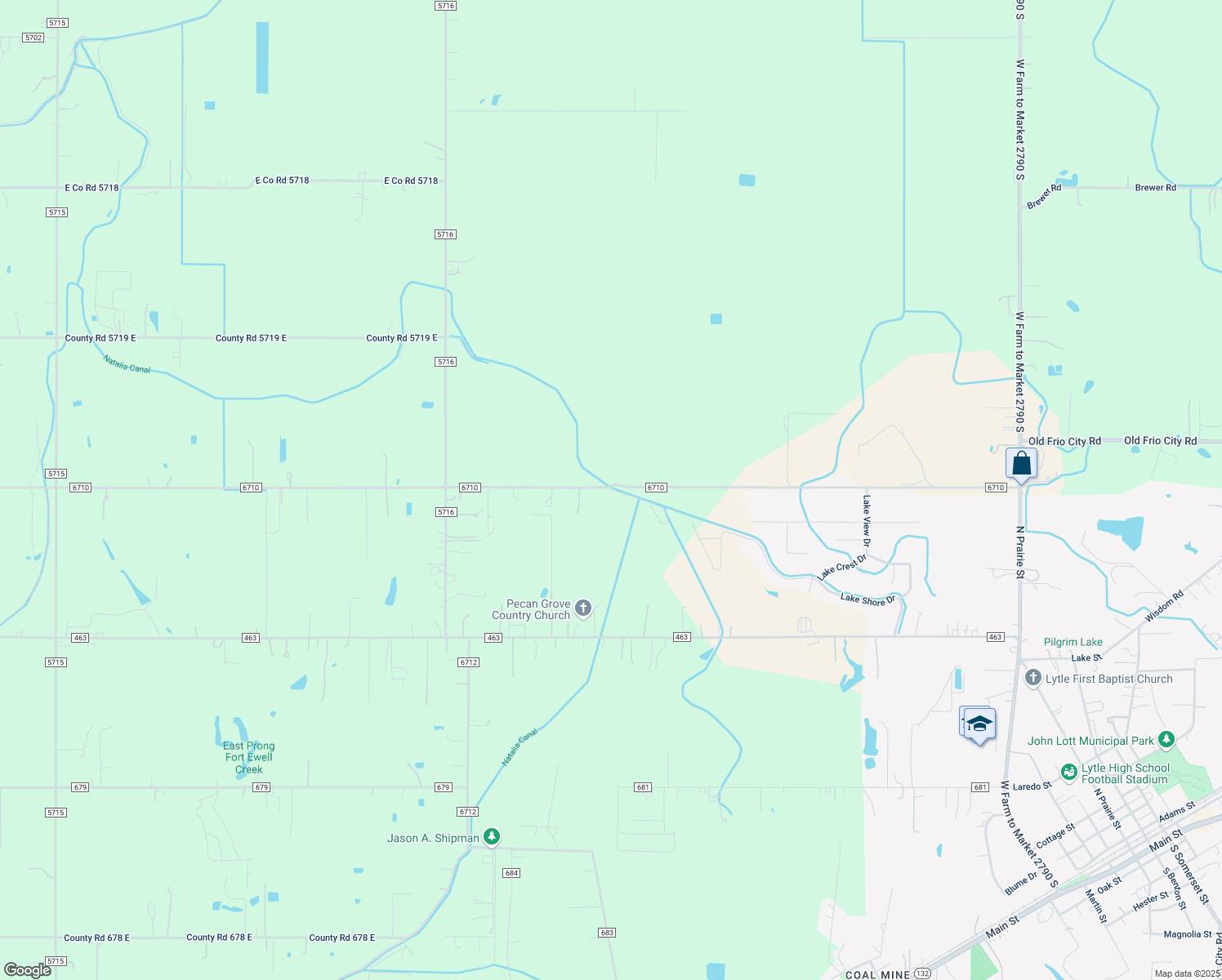 map of restaurants, bars, coffee shops, grocery stores, and more near Canal Rd in Lytle