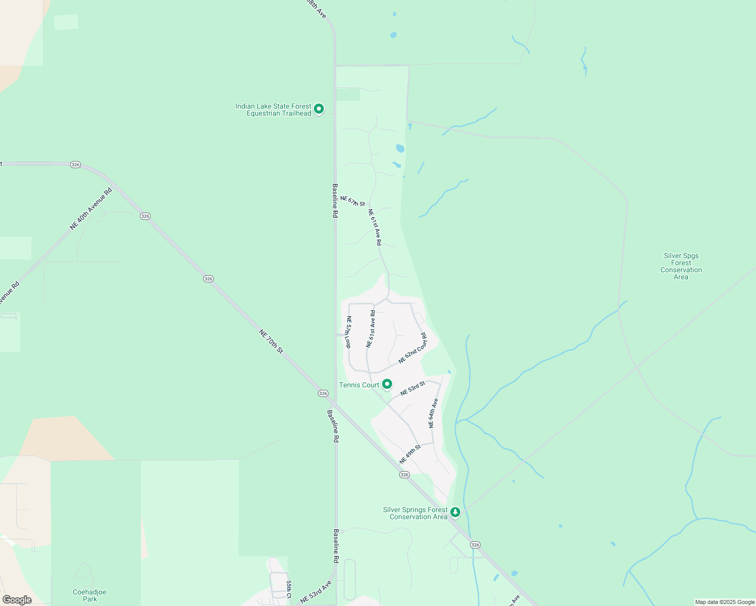 map of restaurants, bars, coffee shops, grocery stores, and more near 5802 Northeast 61st Avenue Road in Silver Springs
