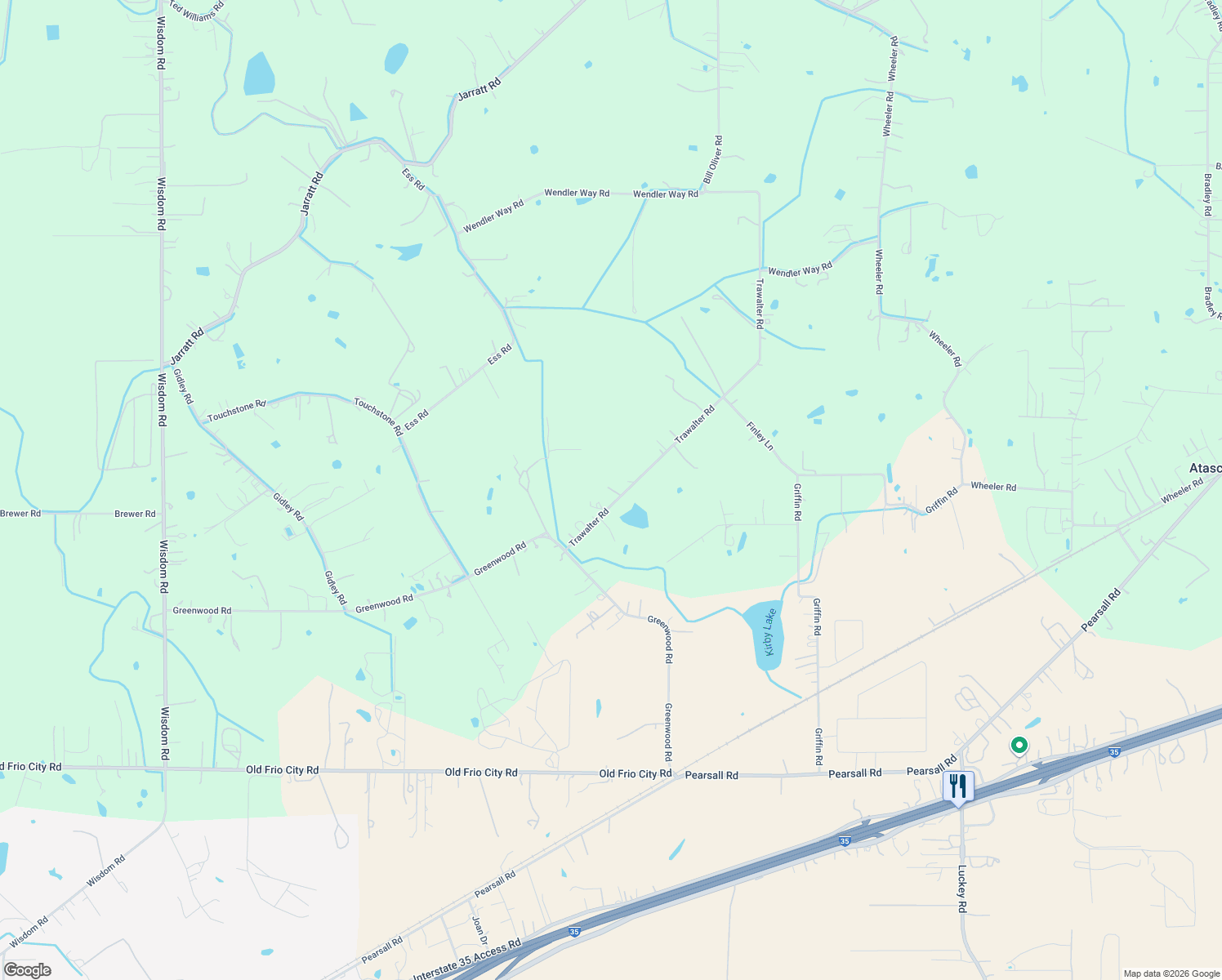 map of restaurants, bars, coffee shops, grocery stores, and more near 16097 Trawalter Road in Atascosa