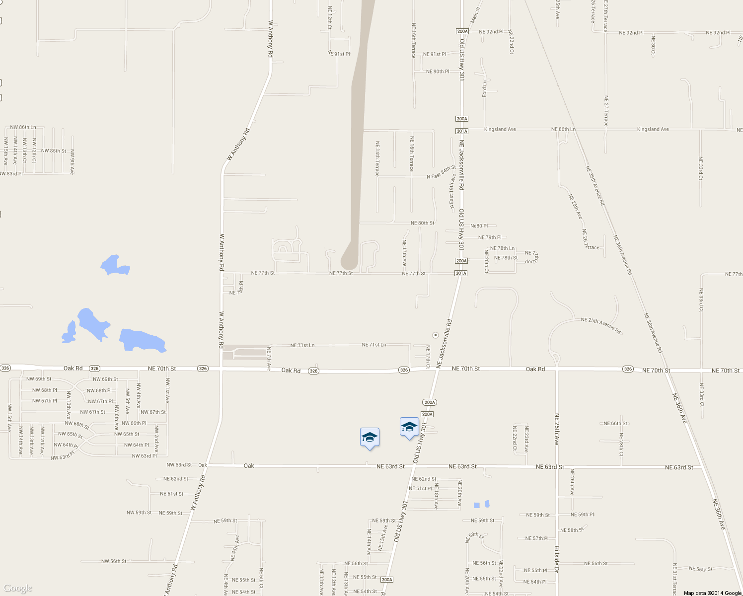 map of restaurants, bars, coffee shops, grocery stores, and more near 1410 Northeast 77th Street in Ocala