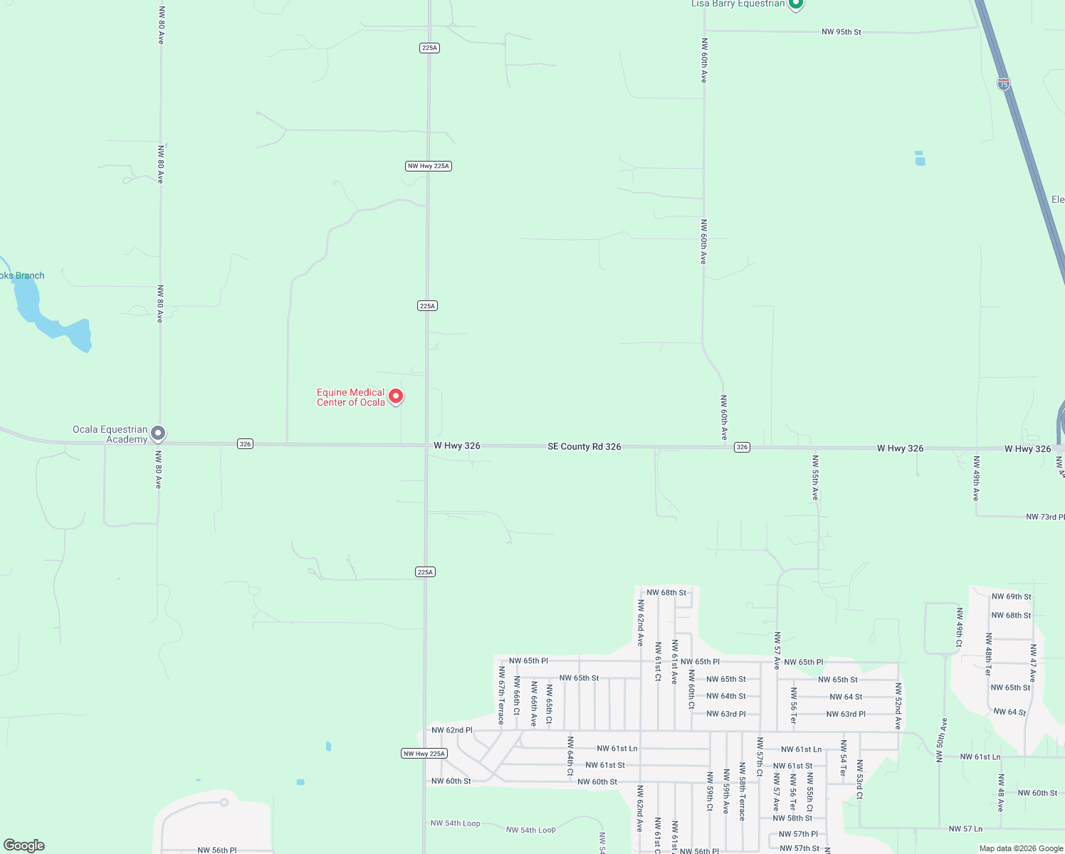 map of restaurants, bars, coffee shops, grocery stores, and more near 6657 County Road 326 in Ocala
