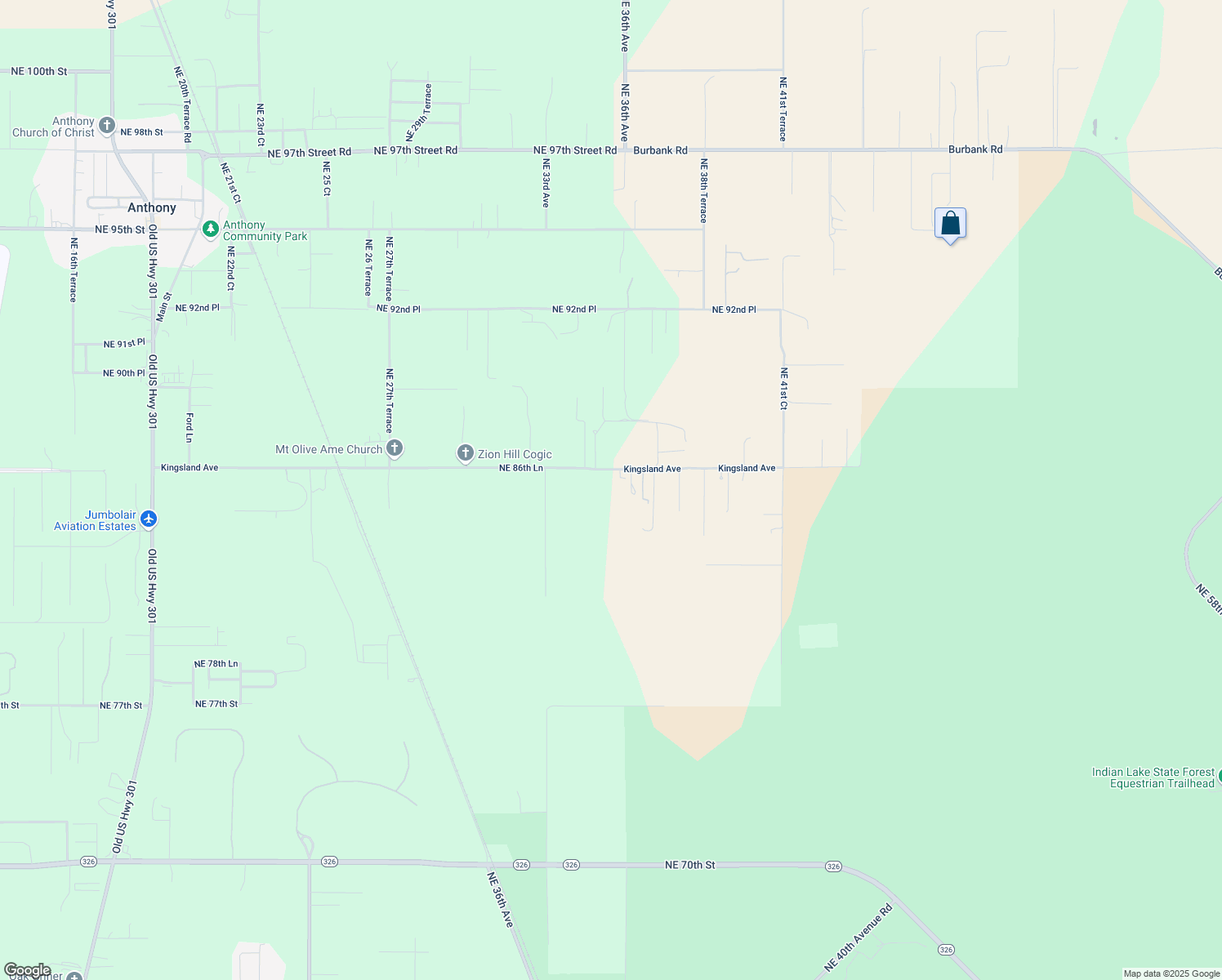 map of restaurants, bars, coffee shops, grocery stores, and more near 3546 Northeast 86th Lane in Anthony