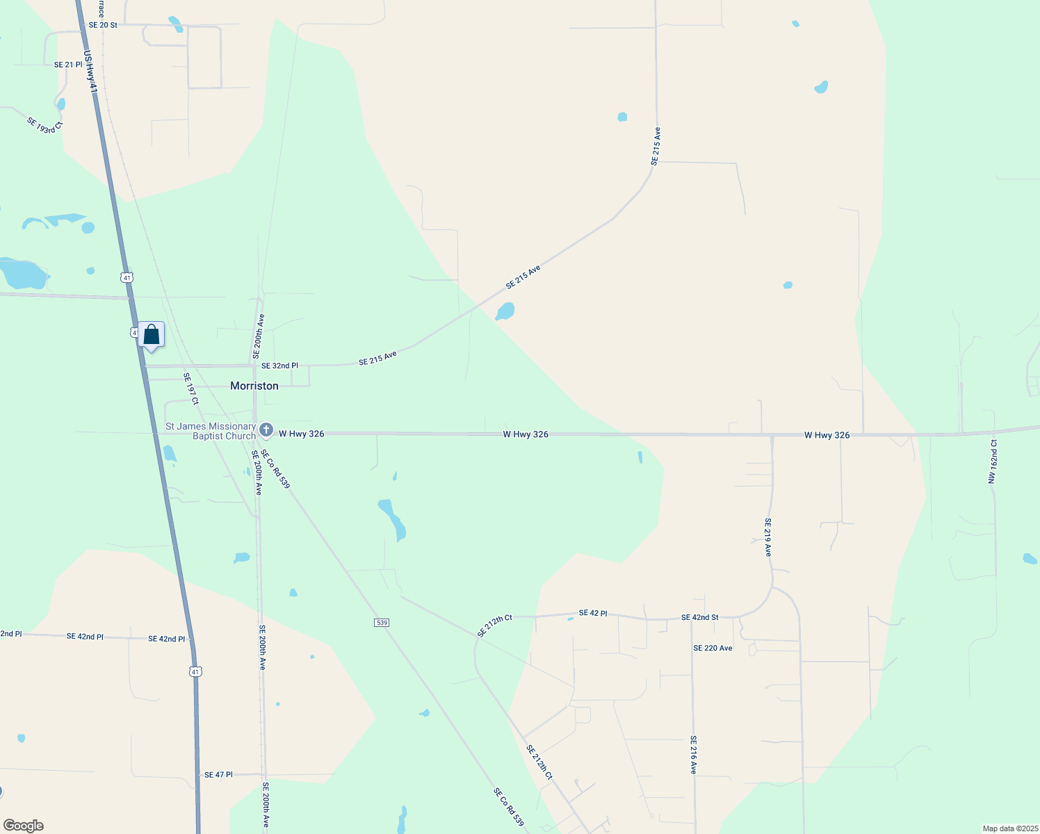 map of restaurants, bars, coffee shops, grocery stores, and more near 20951 Southeast 35 Street in Morriston
