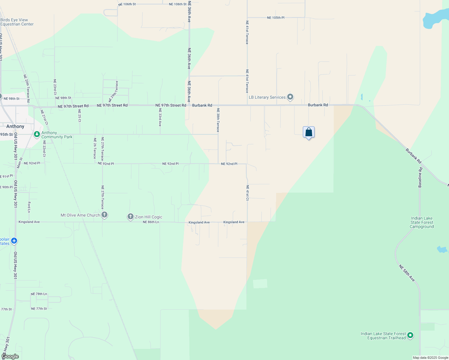 map of restaurants, bars, coffee shops, grocery stores, and more near 3898 Northeast 92nd Place in Anthony