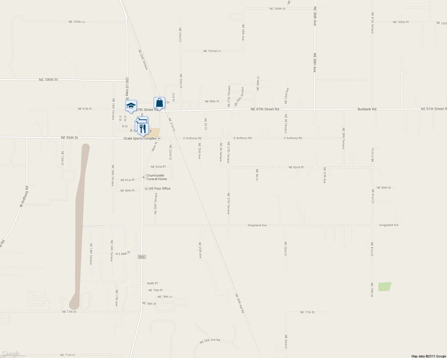 map of restaurants, bars, coffee shops, grocery stores, and more near 9188 Northeast 27 Terrace in Anthony