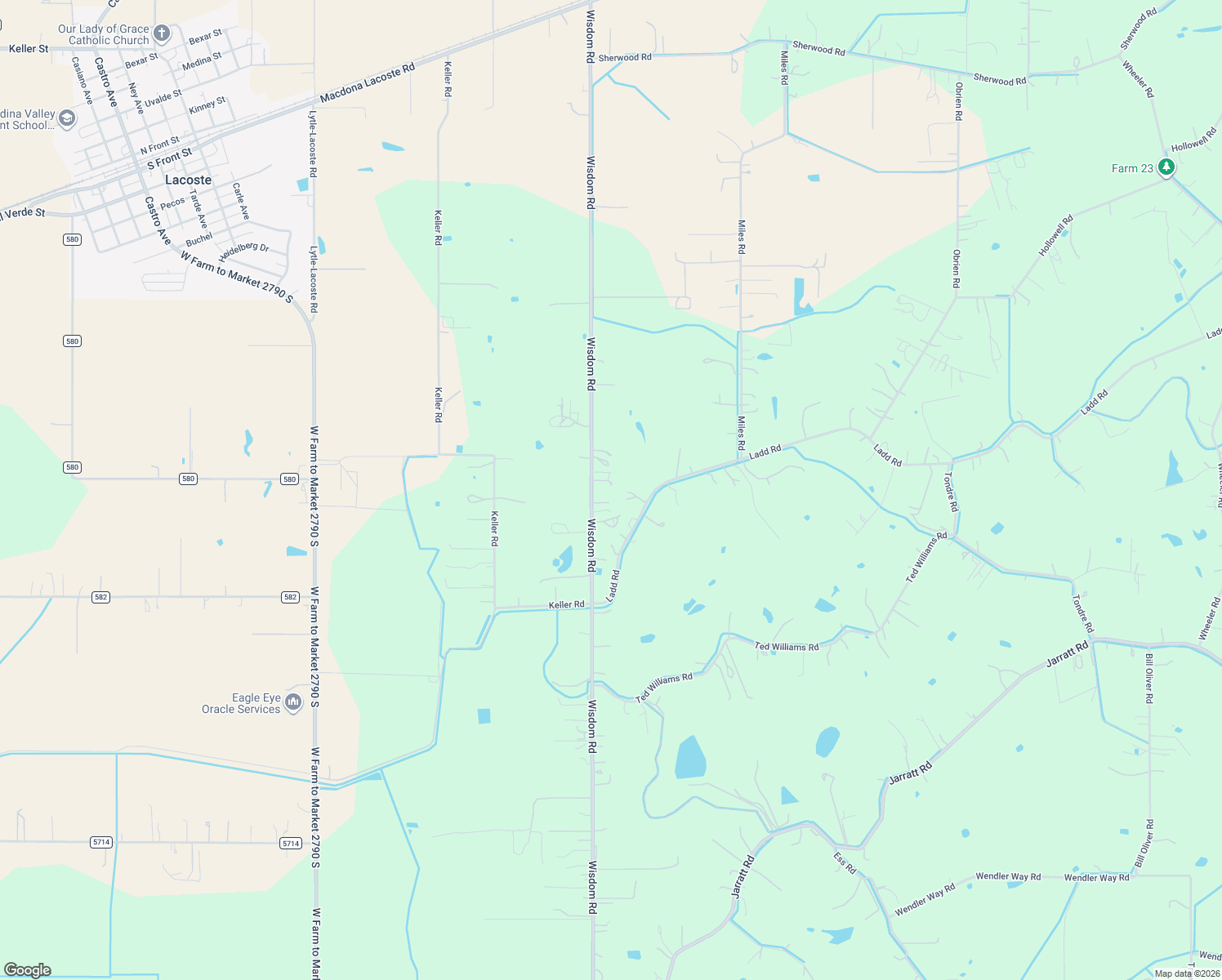 map of restaurants, bars, coffee shops, grocery stores, and more near 12930 Wisdom Road in Atascosa