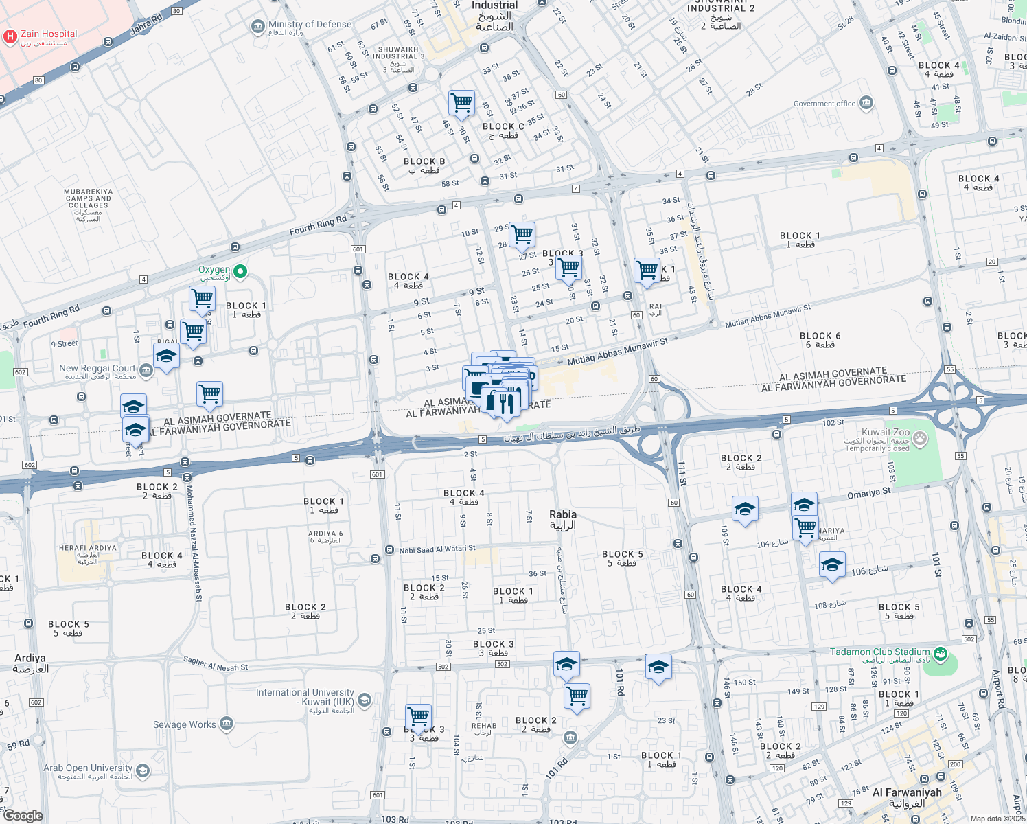 map of restaurants, bars, coffee shops, grocery stores, and more near in 