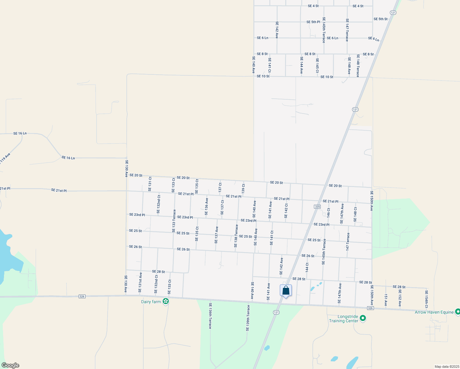 map of restaurants, bars, coffee shops, grocery stores, and more near 13750 Southeast 20 Street in Morriston