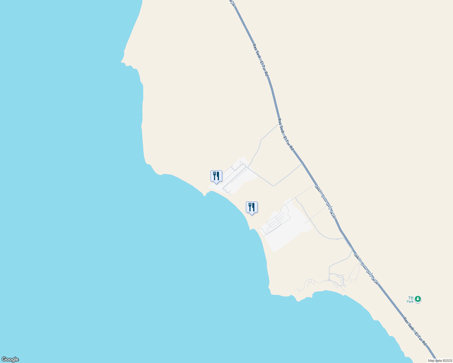 map of restaurants, bars, coffee shops, grocery stores, and more near أبو رديس، in Abu Zenima