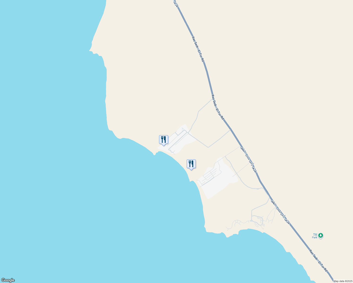 map of restaurants, bars, coffee shops, grocery stores, and more near أبو رديس، in Abu Zenima