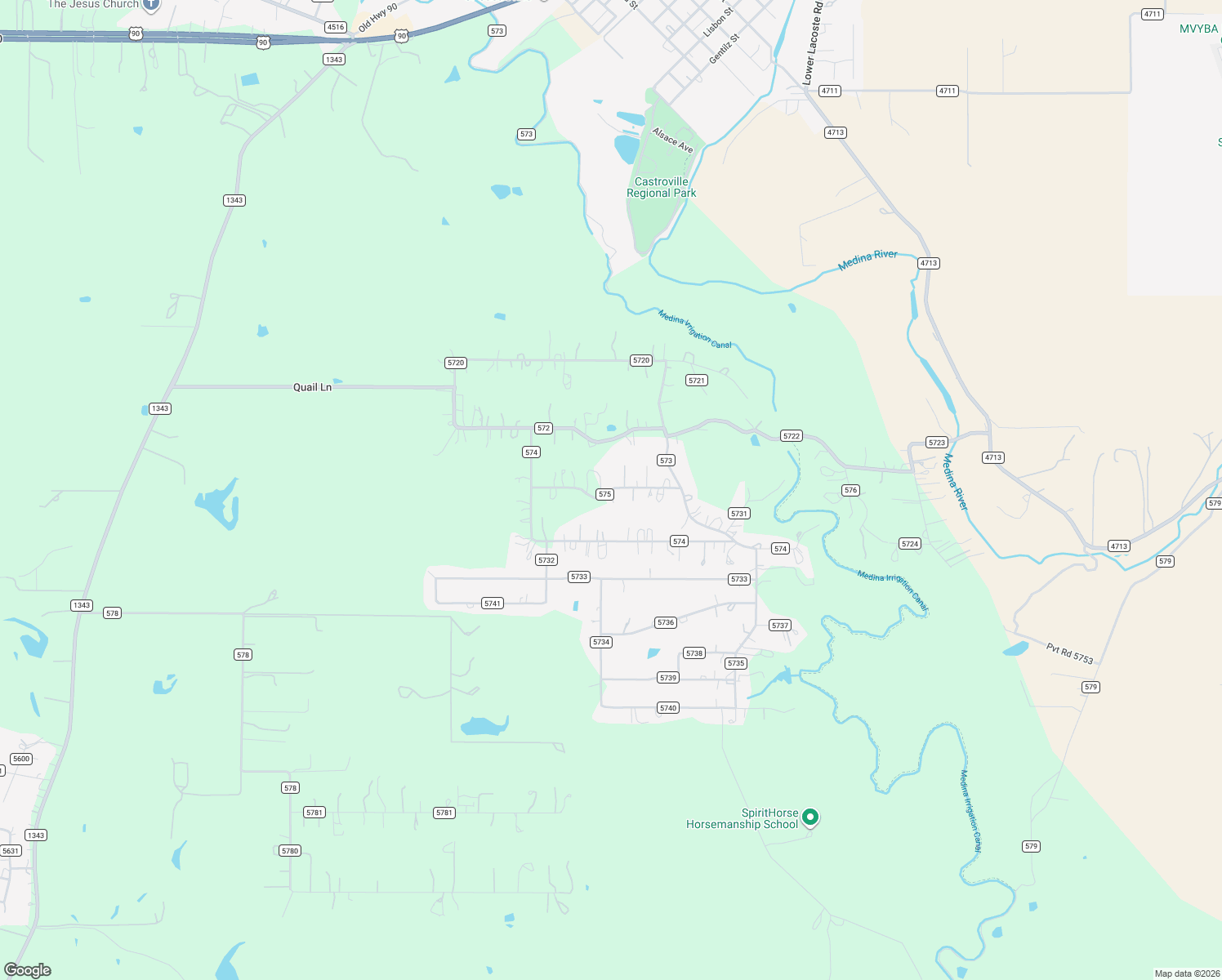 map of restaurants, bars, coffee shops, grocery stores, and more near 226 County Road 575 in Castroville