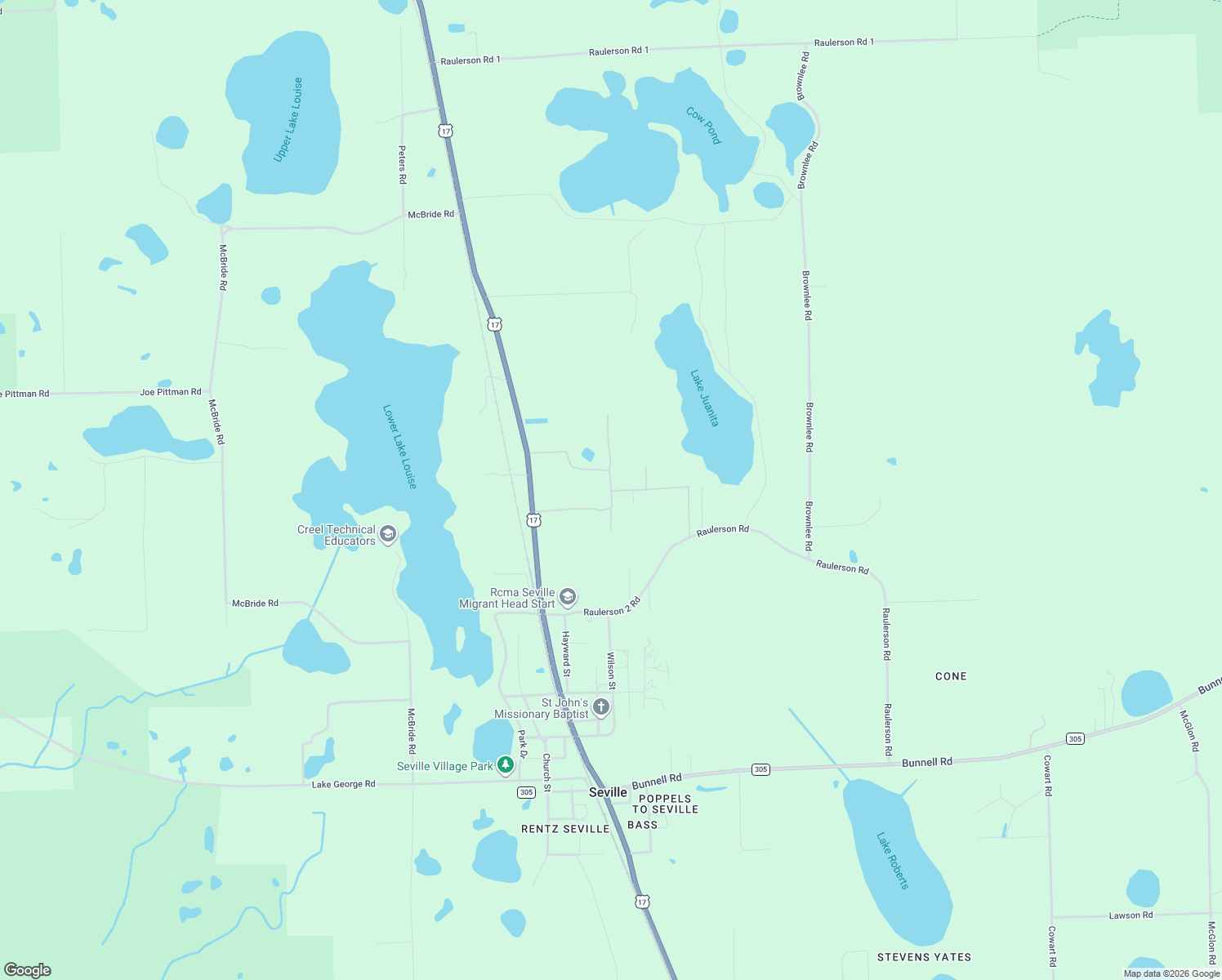 map of restaurants, bars, coffee shops, grocery stores, and more near 390 Steele Road in Seville