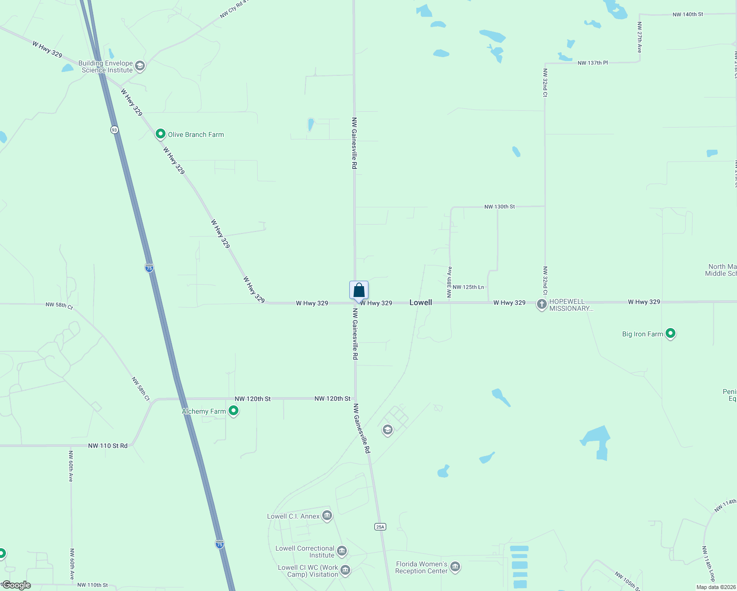 map of restaurants, bars, coffee shops, grocery stores, and more near 4275 West Highway 329 in Reddick