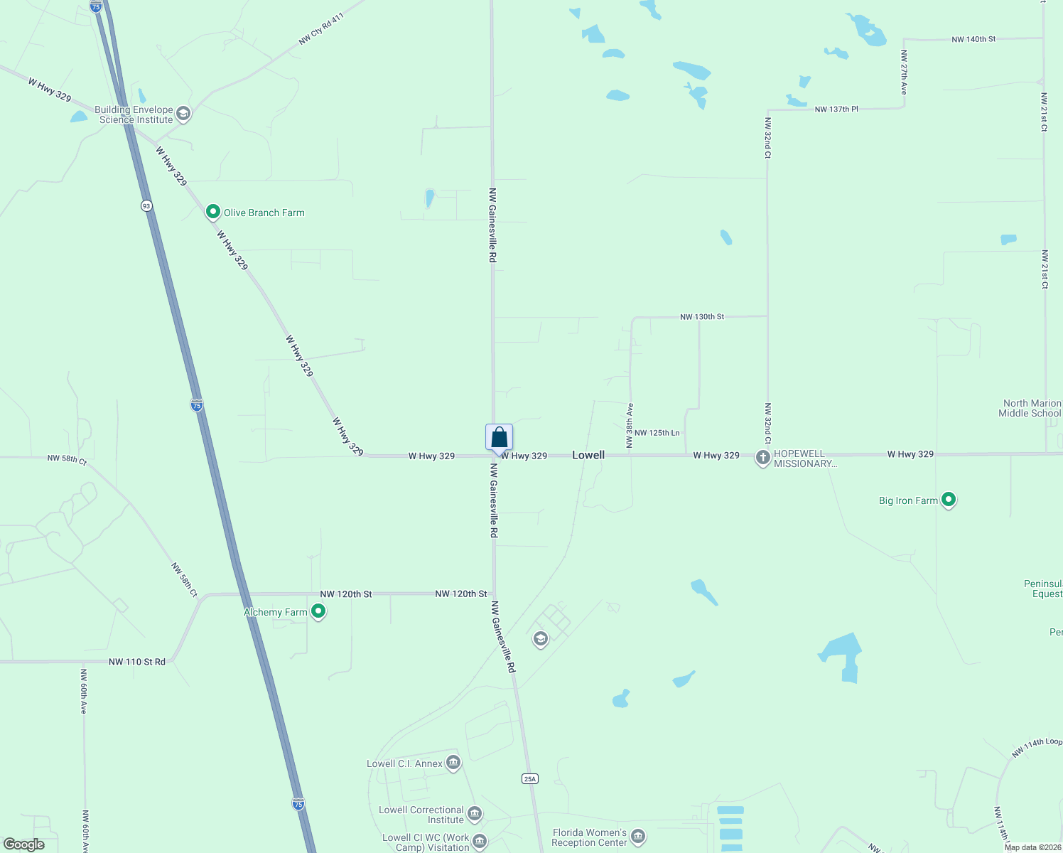 map of restaurants, bars, coffee shops, grocery stores, and more near 12615 Northwest Gainesville Road in Reddick