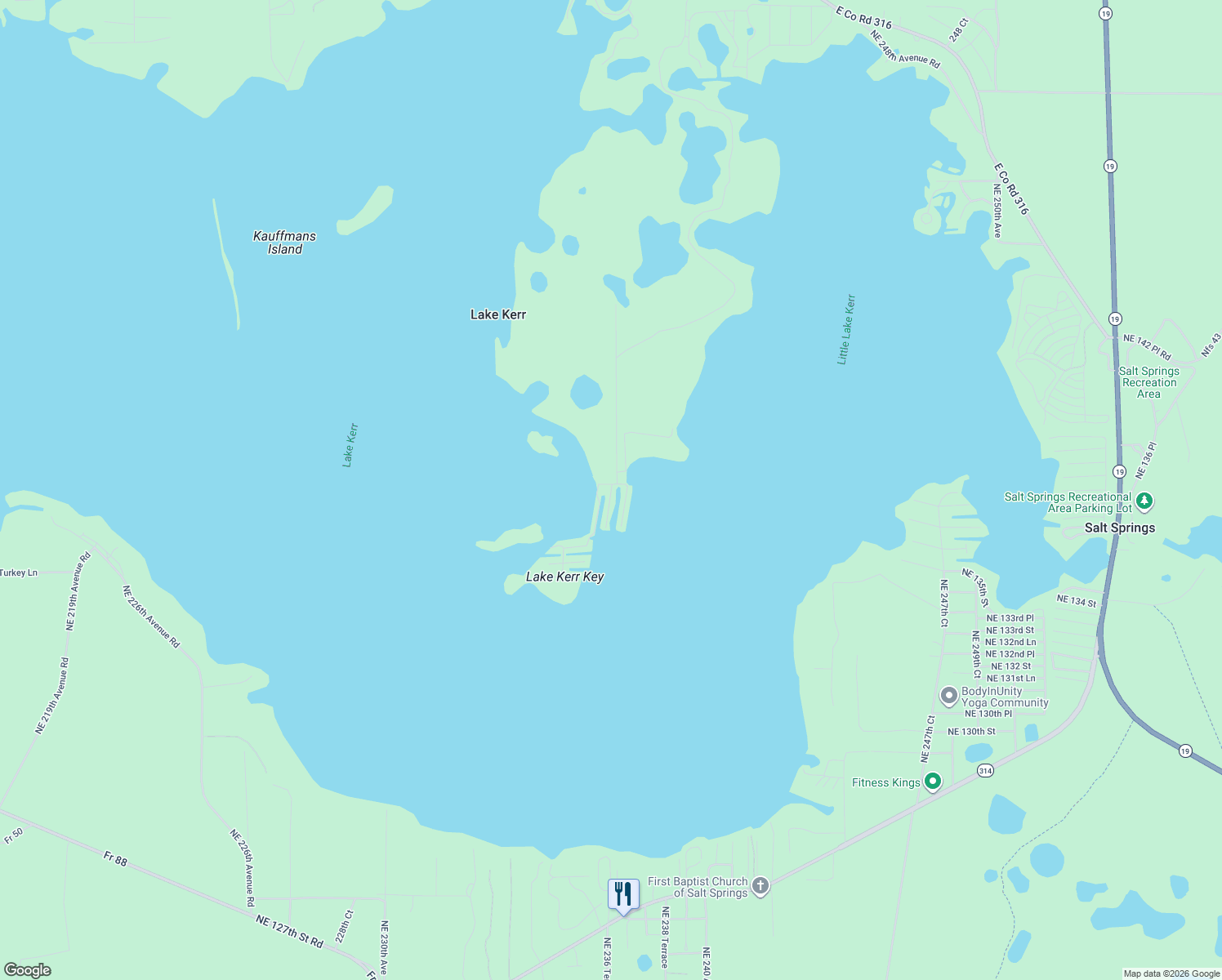 map of restaurants, bars, coffee shops, grocery stores, and more near 15470 Northeast 237th Court in Fort McCoy