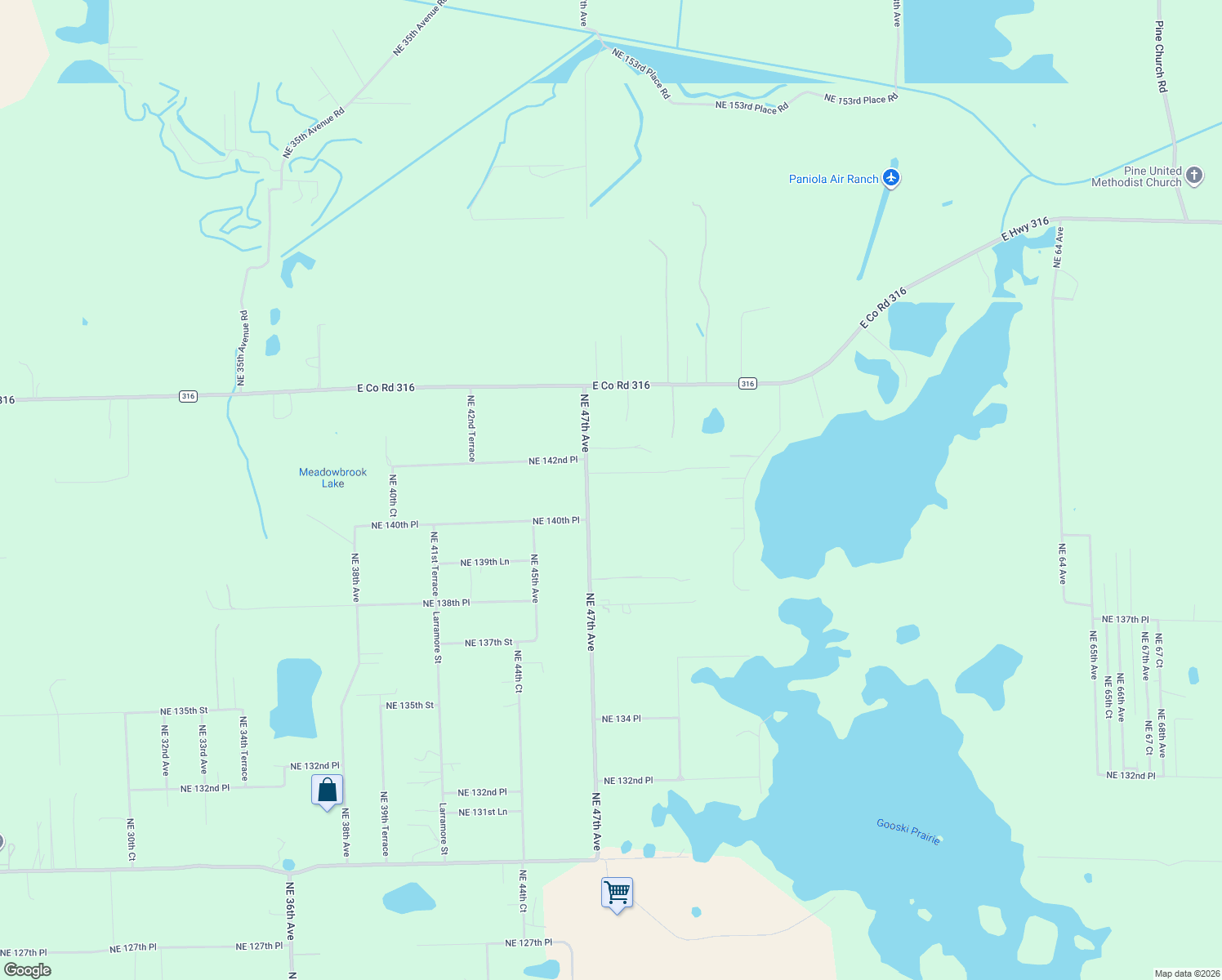 map of restaurants, bars, coffee shops, grocery stores, and more near 14155 Northeast 47th Avenue in Anthony