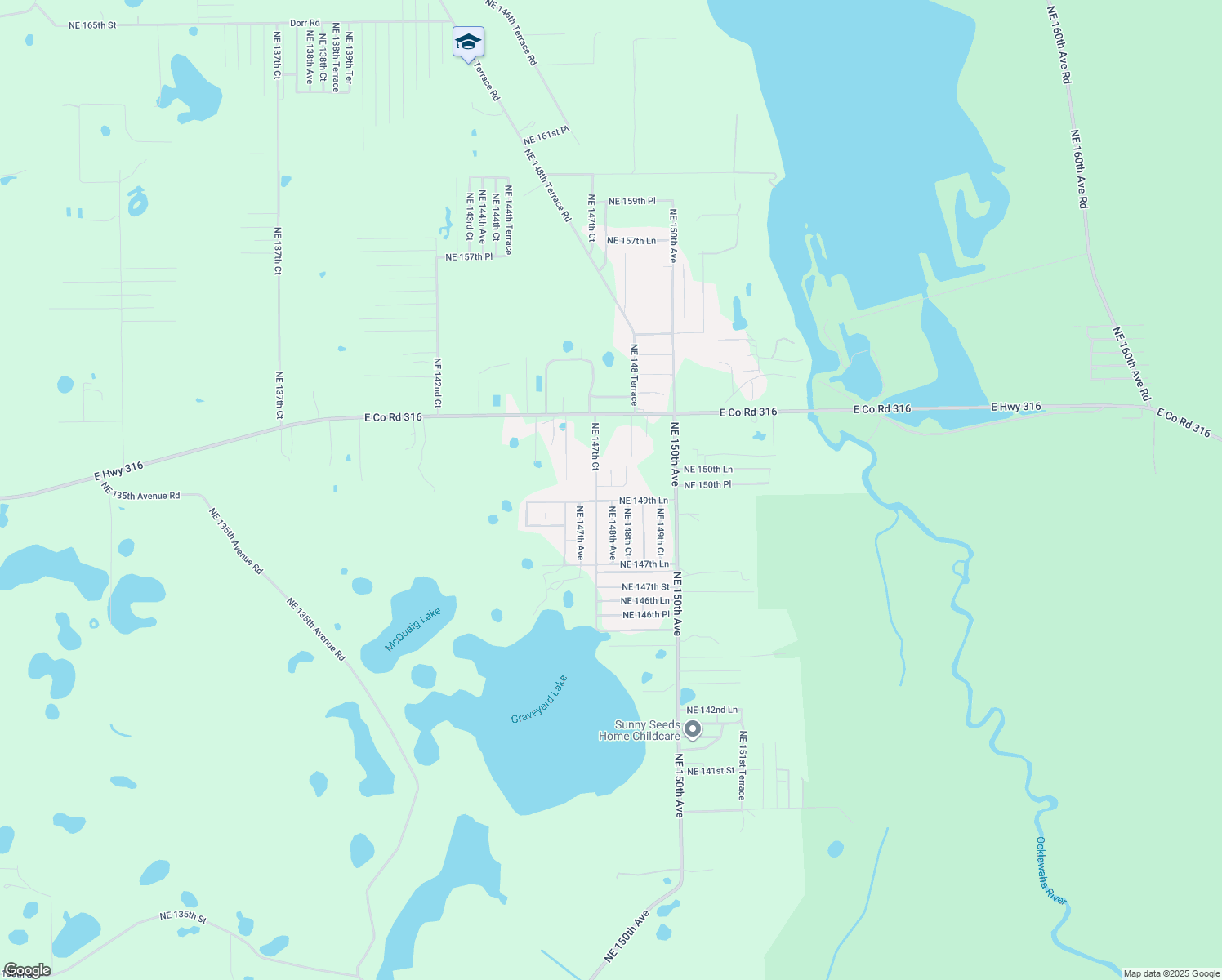 map of restaurants, bars, coffee shops, grocery stores, and more near 14780 Northeast 150th Place in Fort McCoy