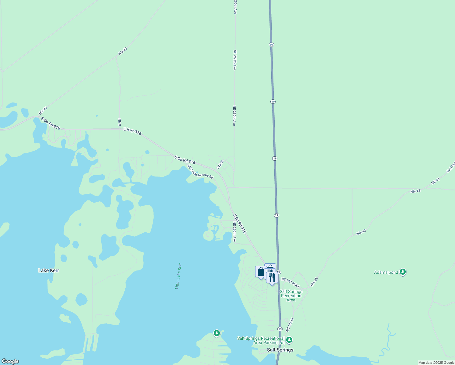 map of restaurants, bars, coffee shops, grocery stores, and more near 24937 East Highway 316 in Fort McCoy