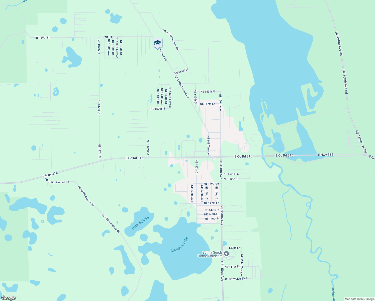 map of restaurants, bars, coffee shops, grocery stores, and more near 14671 East Highway 316 in Fort McCoy