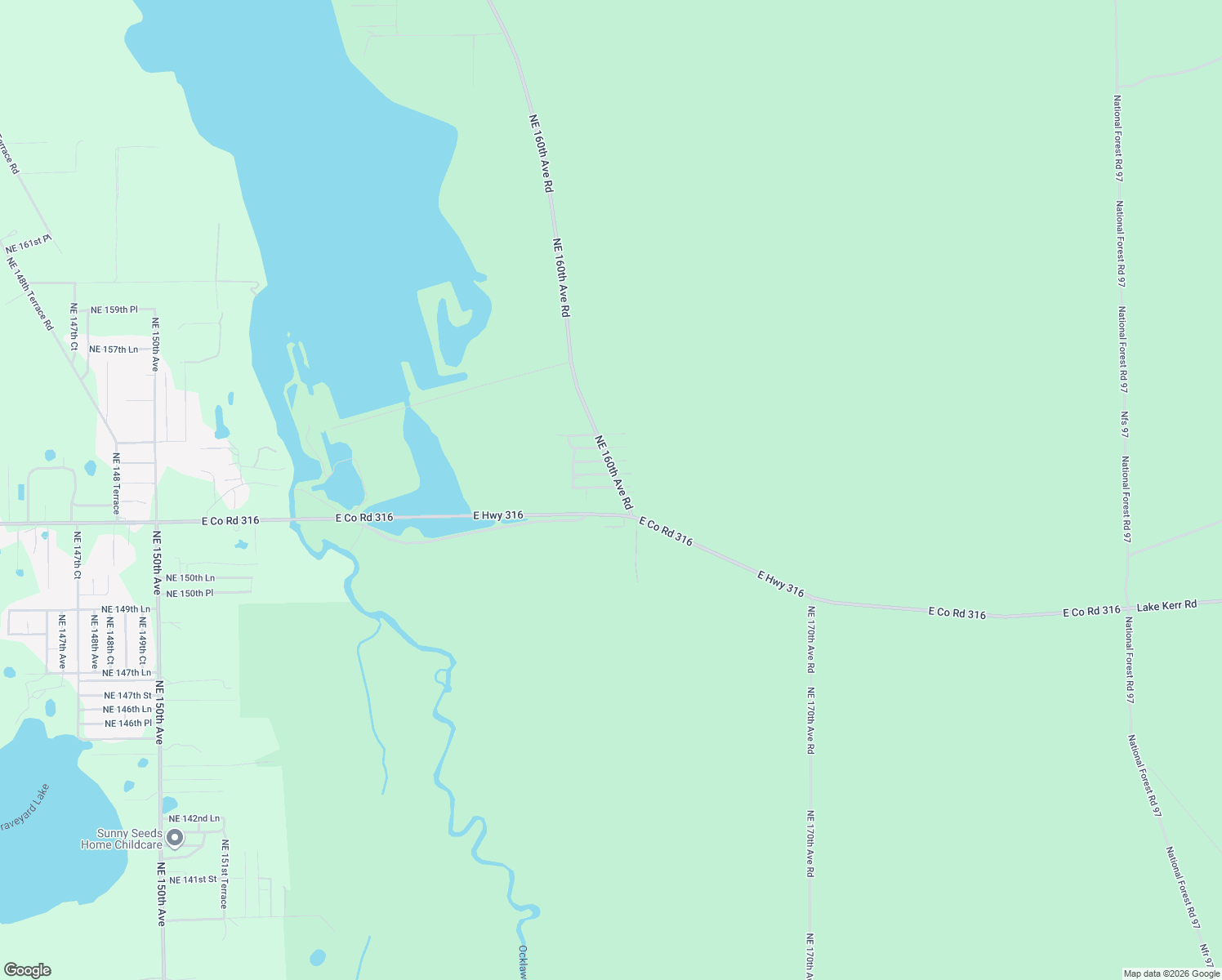 map of restaurants, bars, coffee shops, grocery stores, and more near 16378 Northeast 153rd Place in Fort McCoy