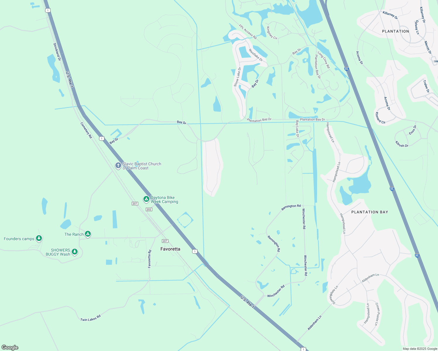 map of restaurants, bars, coffee shops, grocery stores, and more near 628 Southlake Drive in Ormond Beach