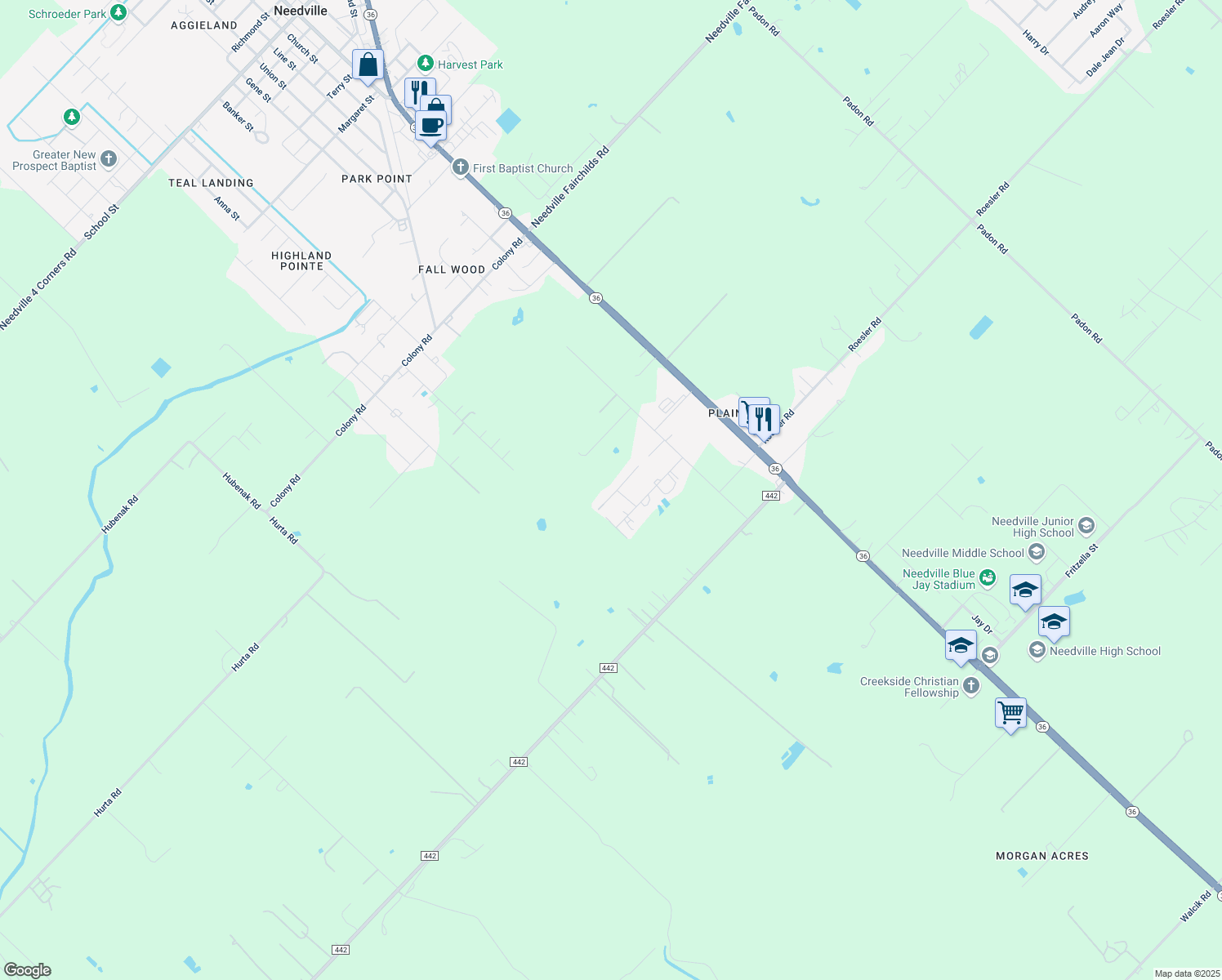 map of restaurants, bars, coffee shops, grocery stores, and more near 13314 Kanak Street in Needville
