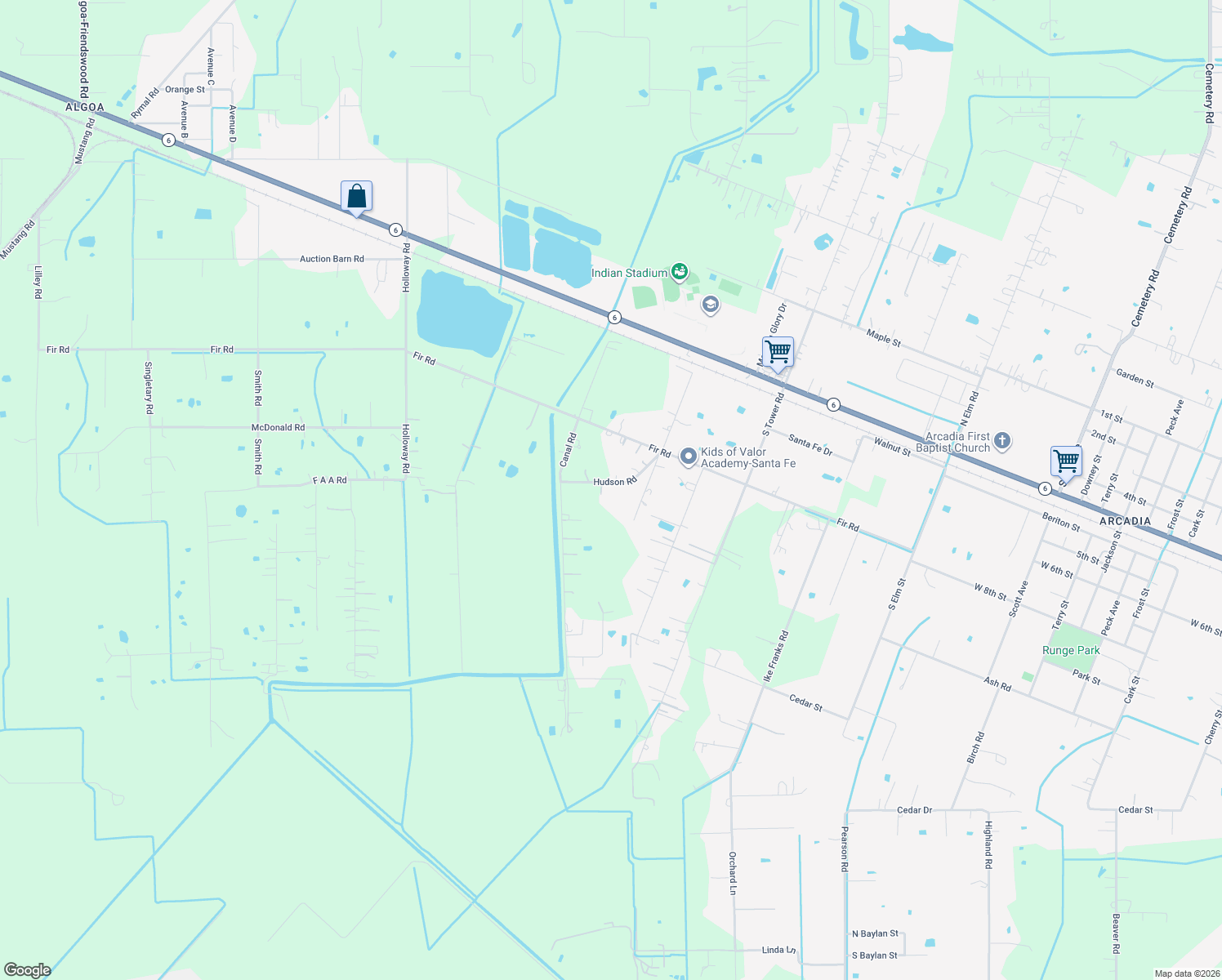 map of restaurants, bars, coffee shops, grocery stores, and more near 16107 Hudson Rd in Santa Fe