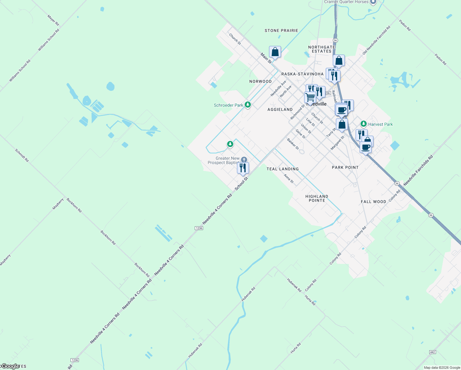 map of restaurants, bars, coffee shops, grocery stores, and more near 8813 Altimore Road in Needville
