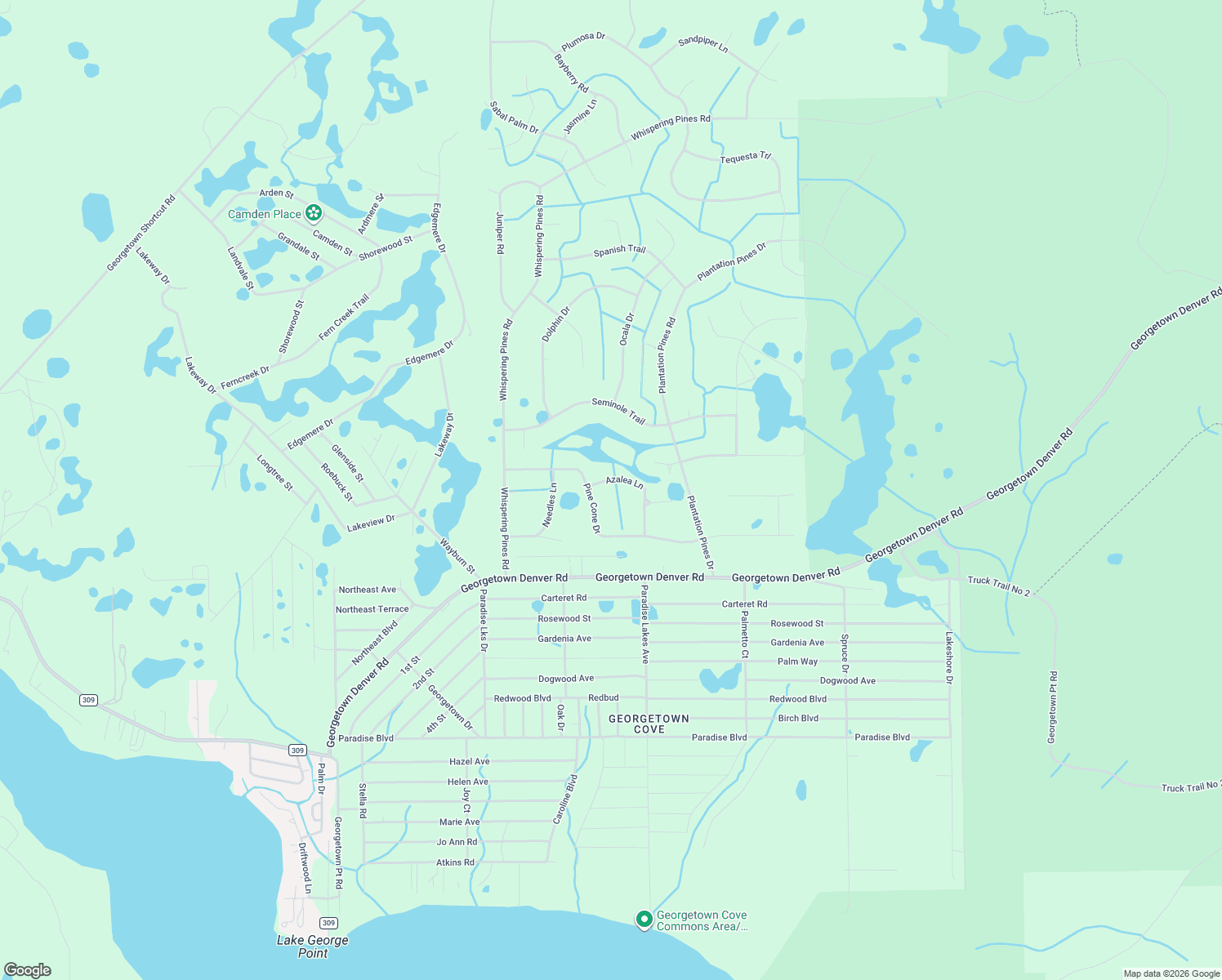 map of restaurants, bars, coffee shops, grocery stores, and more near 103 Azalea Lane in Georgetown