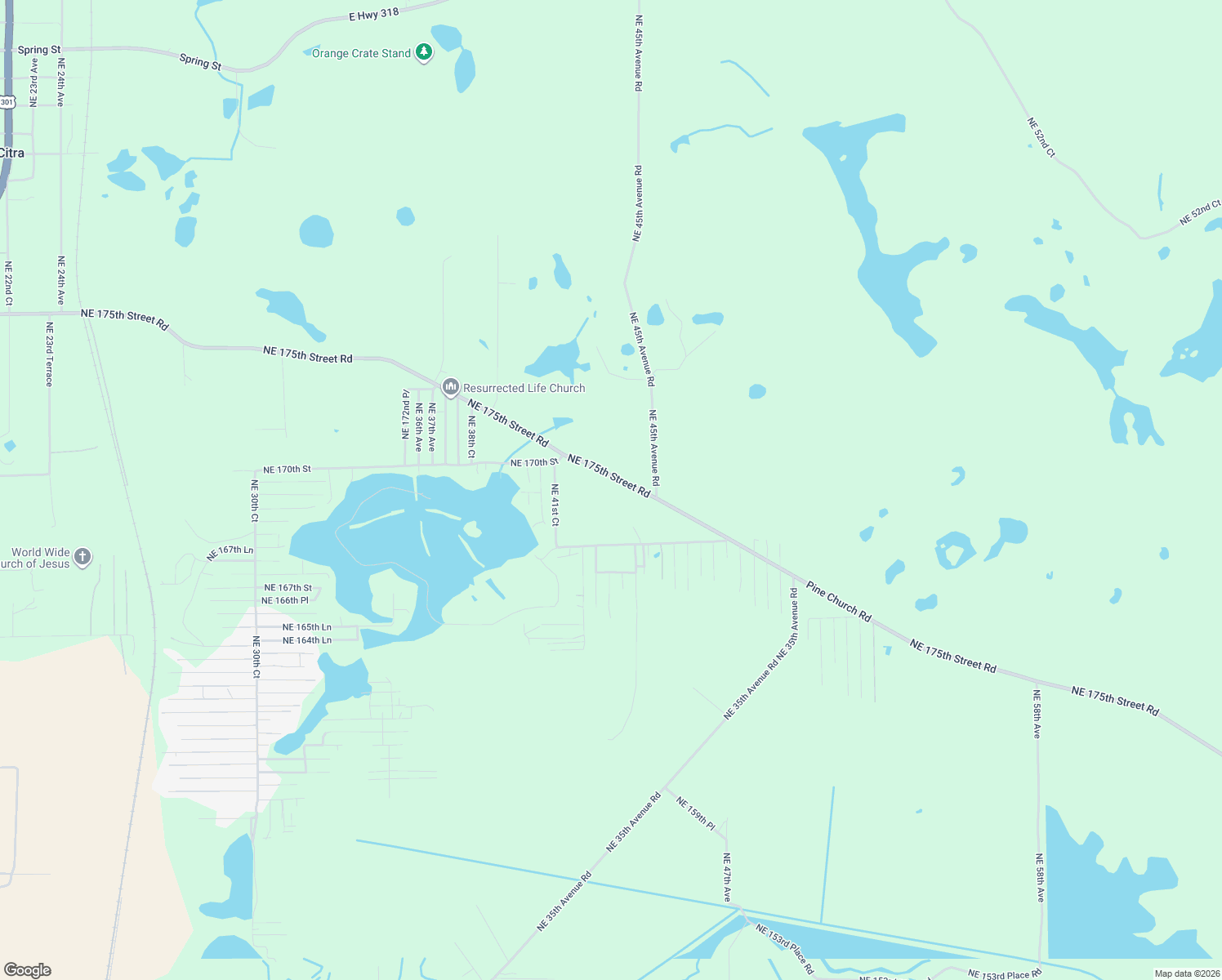 map of restaurants, bars, coffee shops, grocery stores, and more near 4320 Northeast 175th Street Road in Citra