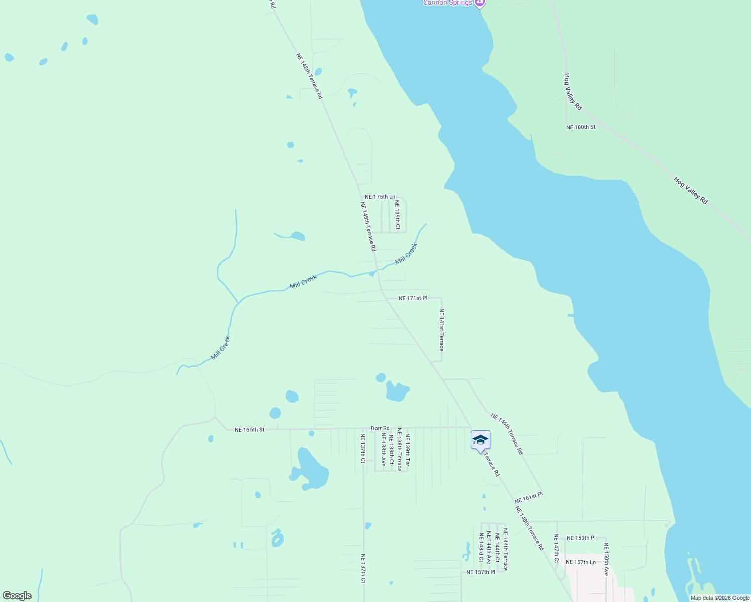 map of restaurants, bars, coffee shops, grocery stores, and more near 17140 Northeast 148th Terrace Road in Fort McCoy
