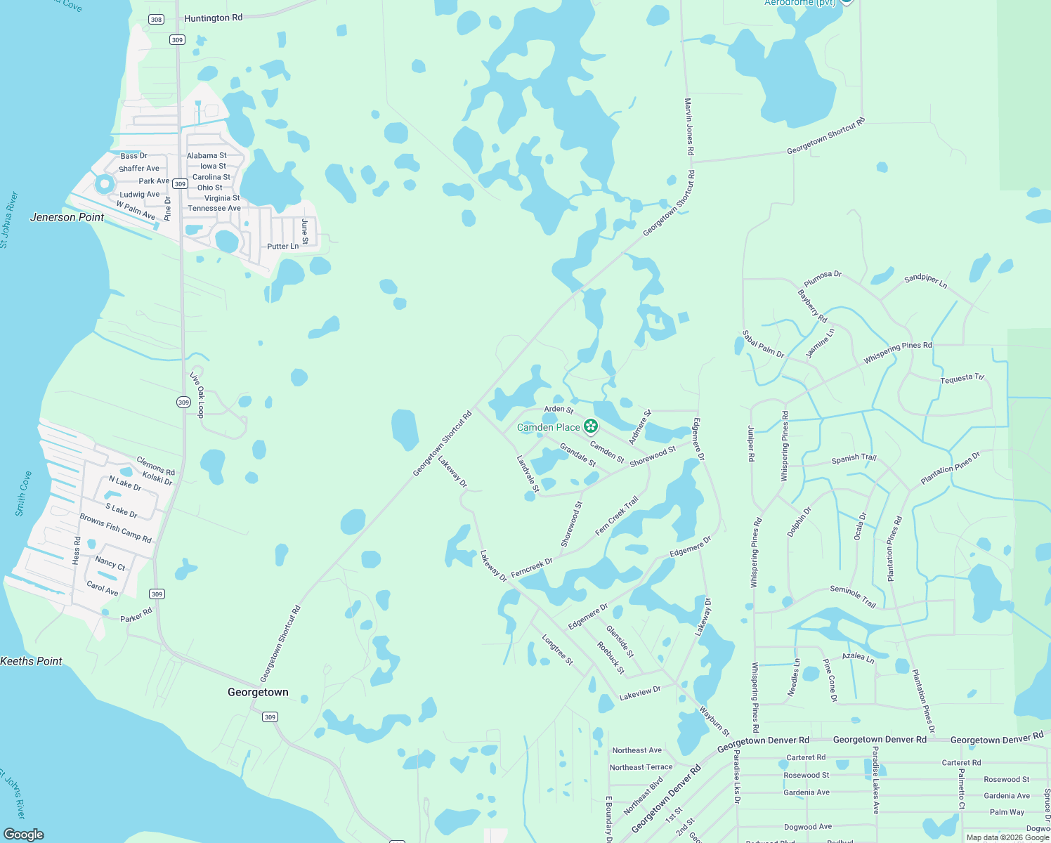 map of restaurants, bars, coffee shops, grocery stores, and more near 111 Arden Street in Georgetown