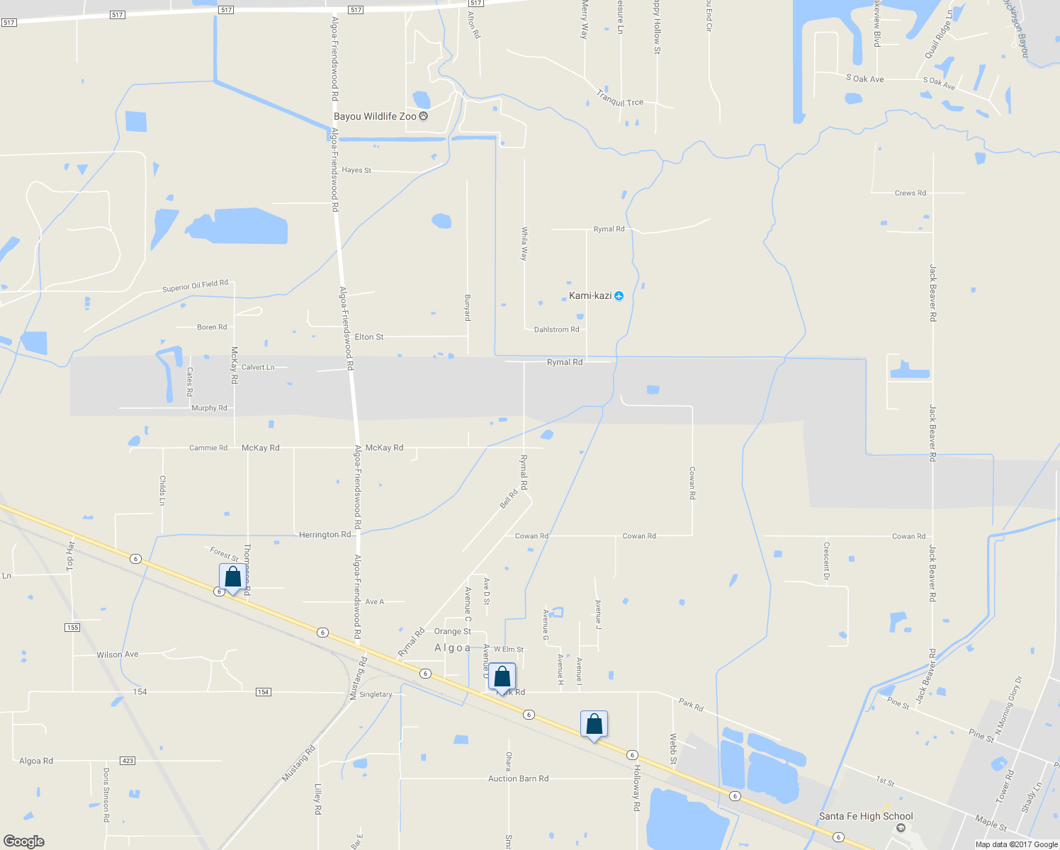 map of restaurants, bars, coffee shops, grocery stores, and more near 1208 Rymal Road in Alvin