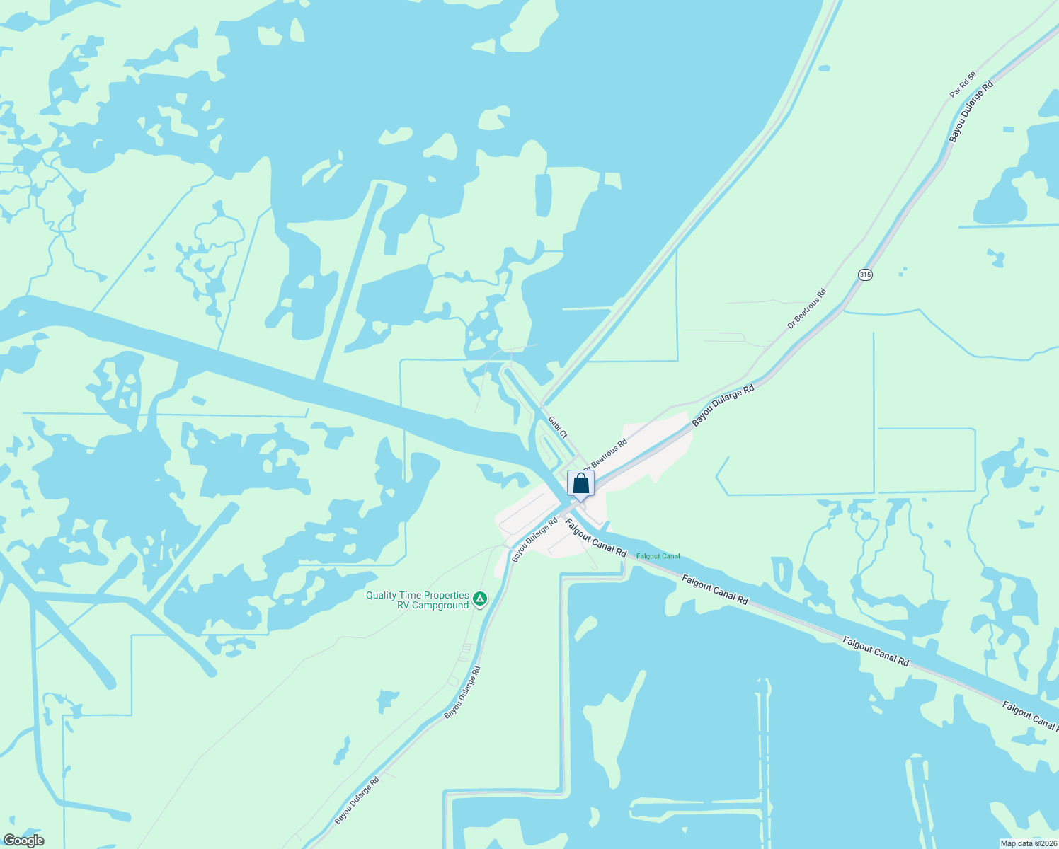 map of restaurants, bars, coffee shops, grocery stores, and more near Gabi Court in Terrebonne Parish