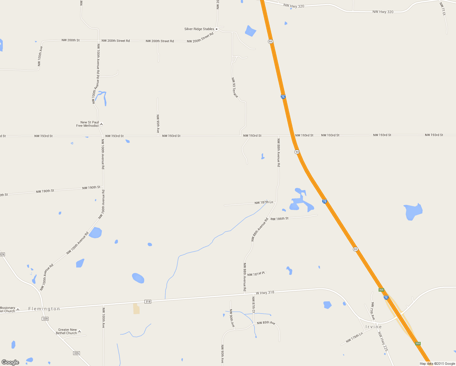 map of restaurants, bars, coffee shops, grocery stores, and more near 8895 Northwest 187th Lane in Reddick