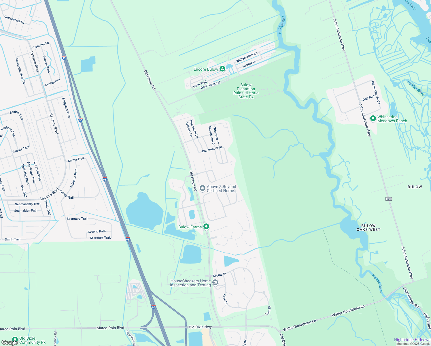 map of restaurants, bars, coffee shops, grocery stores, and more near 4 Hickory Lane in Flagler Beach
