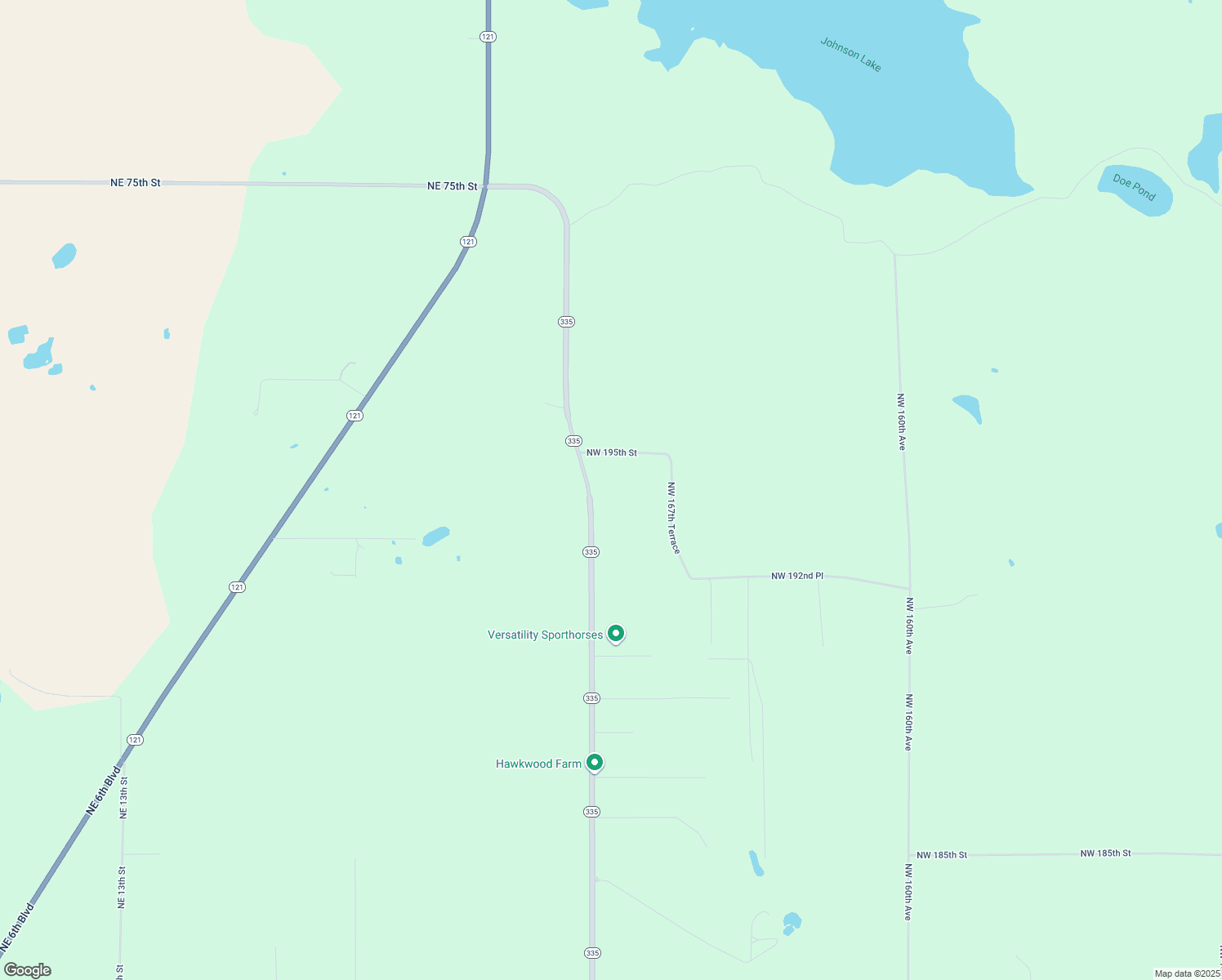 map of restaurants, bars, coffee shops, grocery stores, and more near 19415 Northwest Highway 335 in Williston