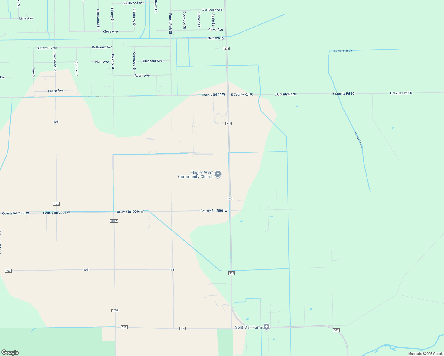 map of restaurants, bars, coffee shops, grocery stores, and more near 3740 County Road 305 in Bunnell