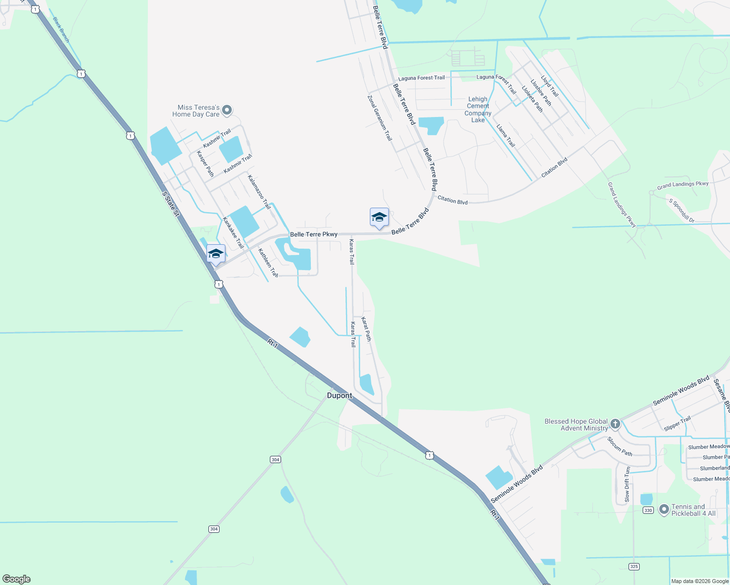 map of restaurants, bars, coffee shops, grocery stores, and more near 14 Karanda Pl in Palm Coast