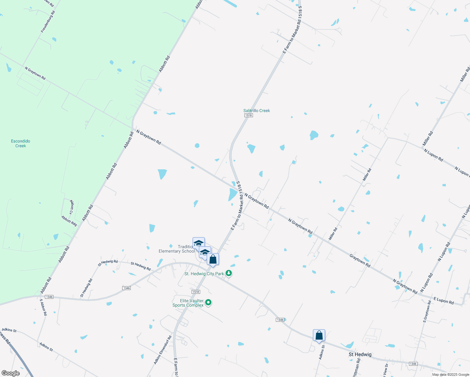 map of restaurants, bars, coffee shops, grocery stores, and more near 1140 N Graytown Rd in St. Hedwig