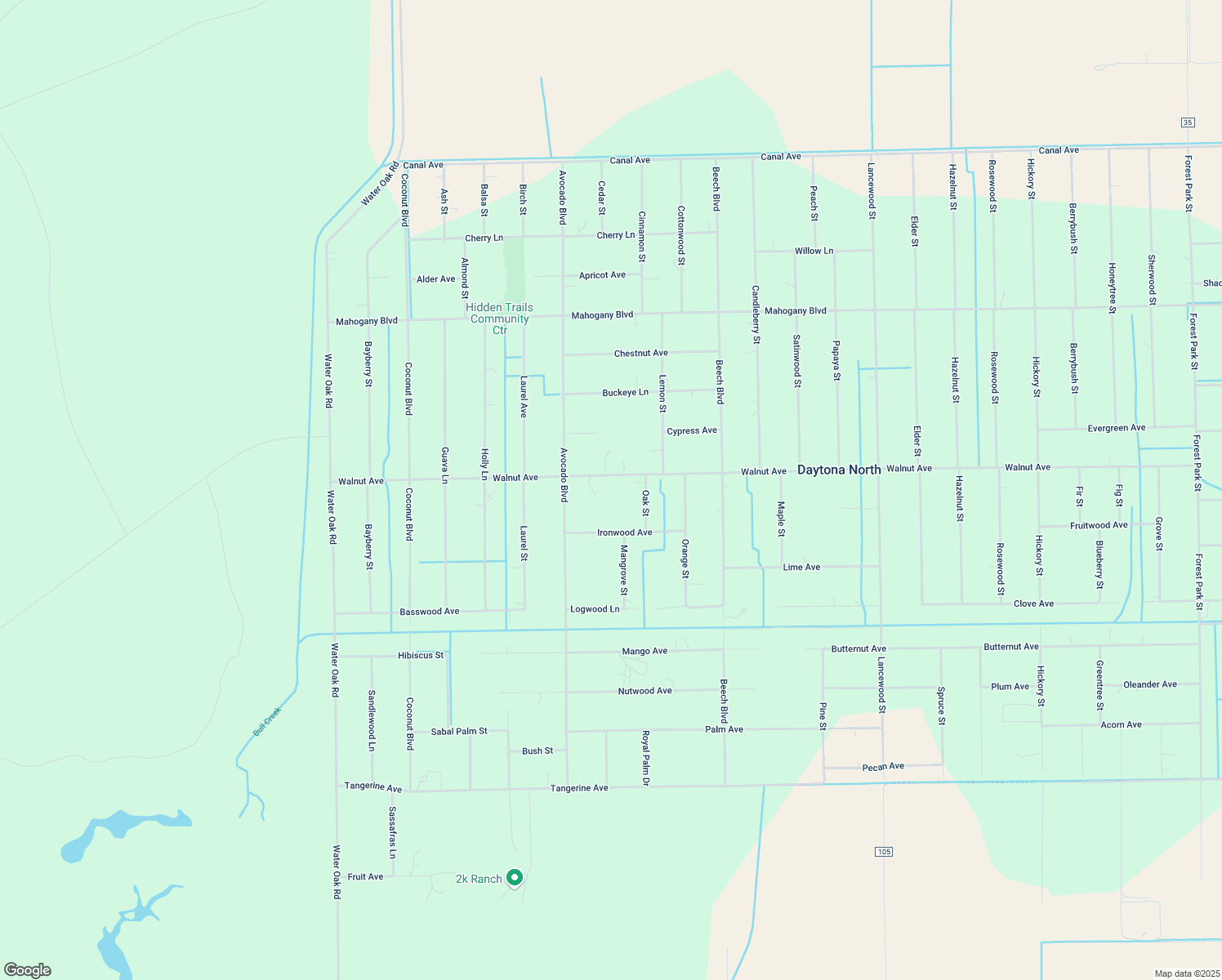 map of restaurants, bars, coffee shops, grocery stores, and more near 5811 Walnut Avenue in Bunnell