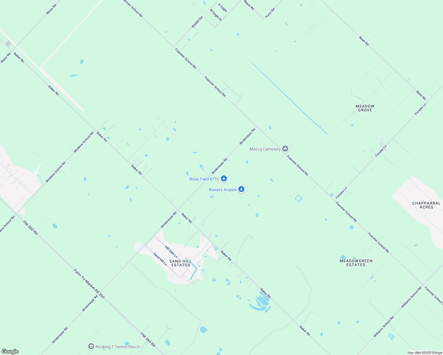 map of restaurants, bars, coffee shops, grocery stores, and more near 4603 Rhoda Lane in Needville